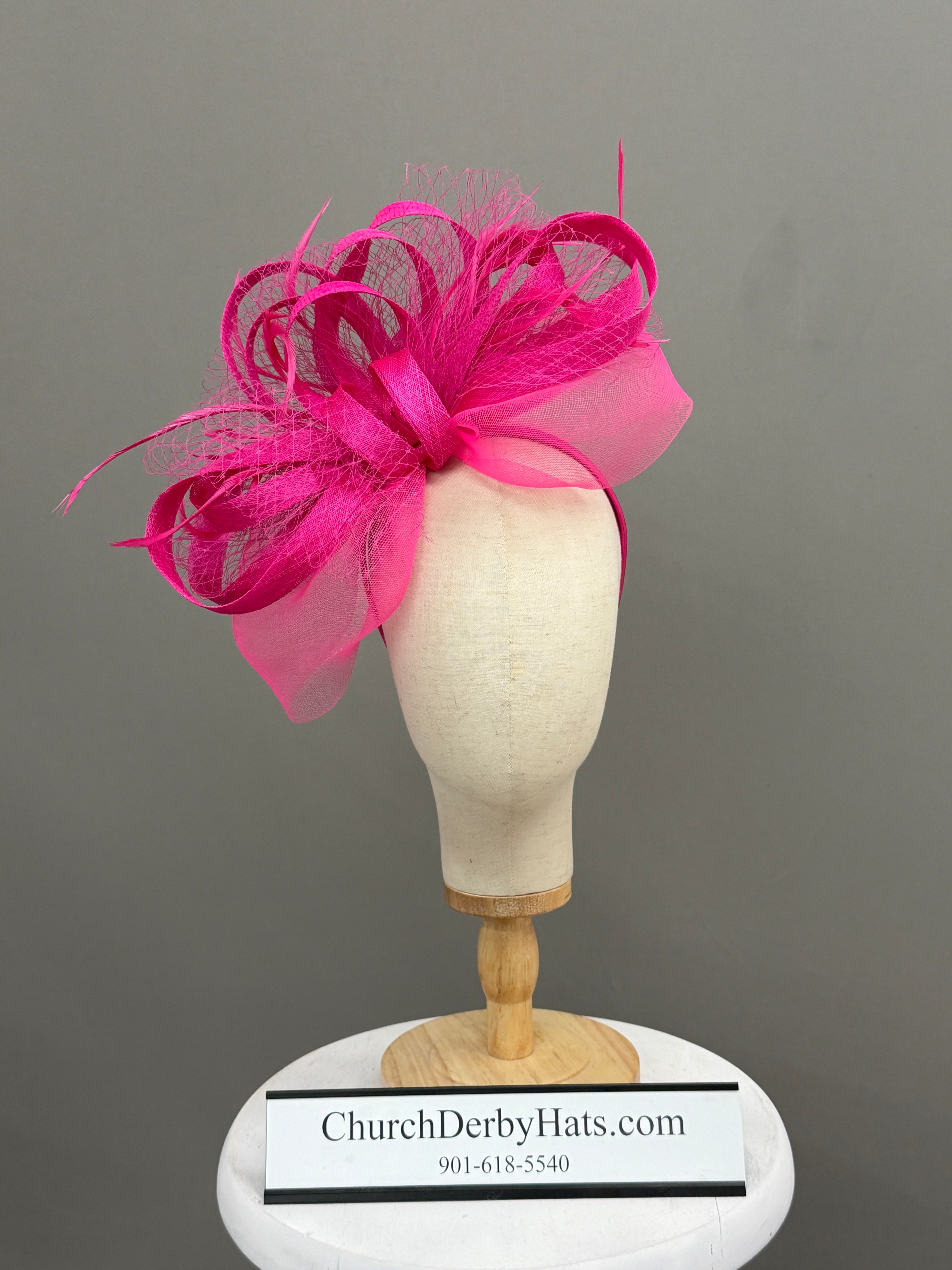 Bridget Hot Pink Fascinator - Church Derby Hat