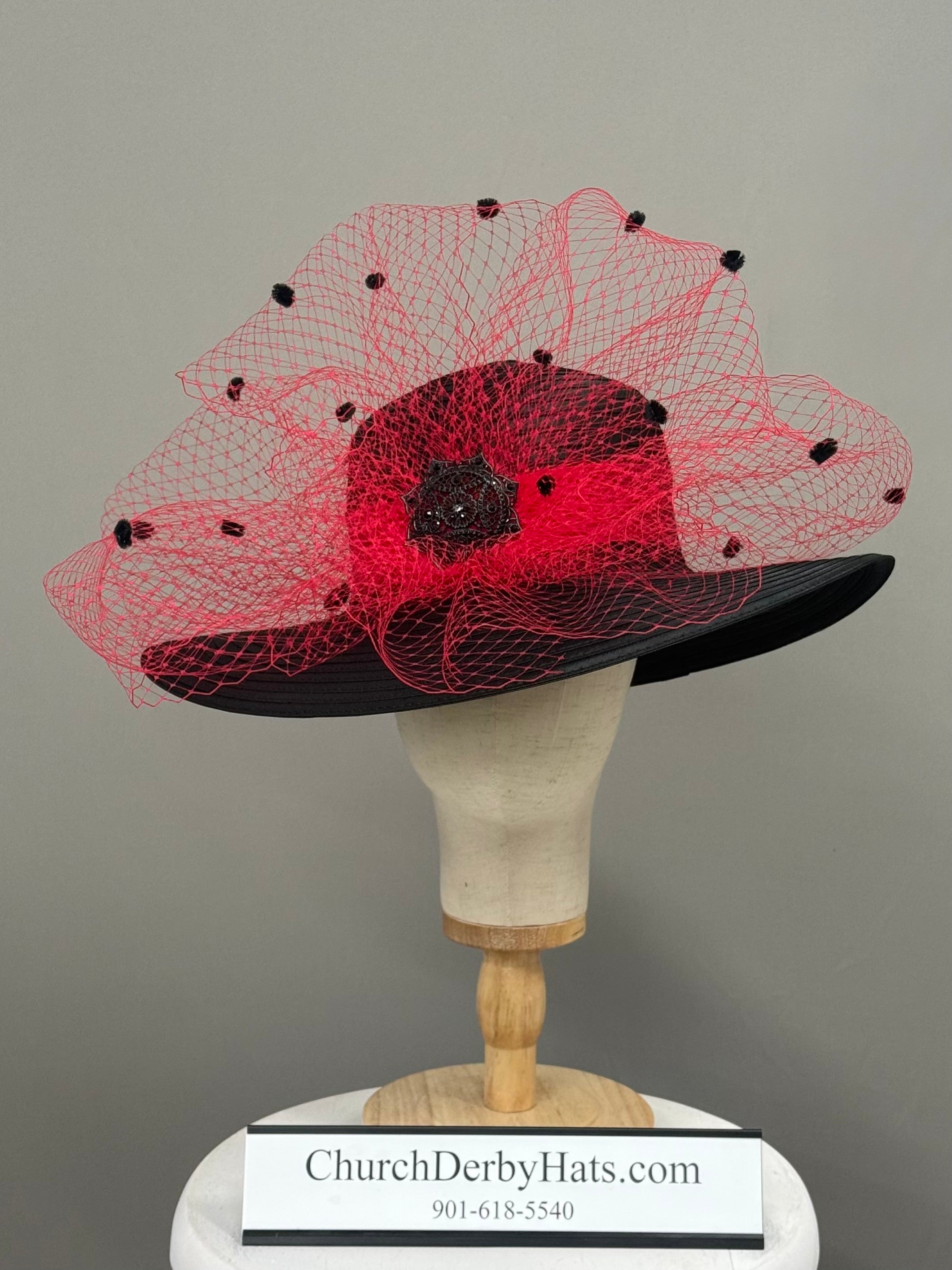 Everly - Red Church Hat - Kentucky Derby Hat in Red