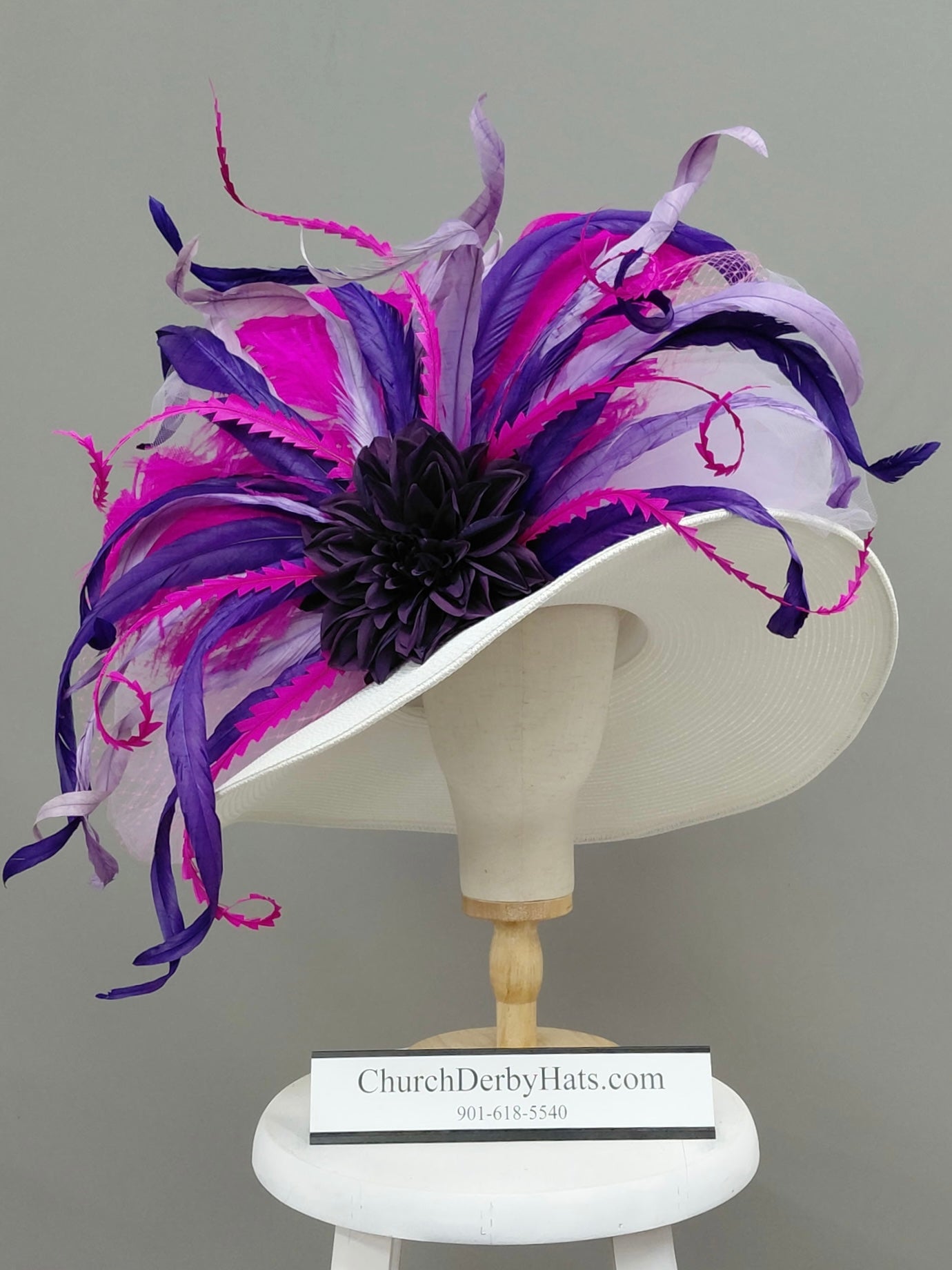 Iena Pink Purple White - Kentucky Derby Hat