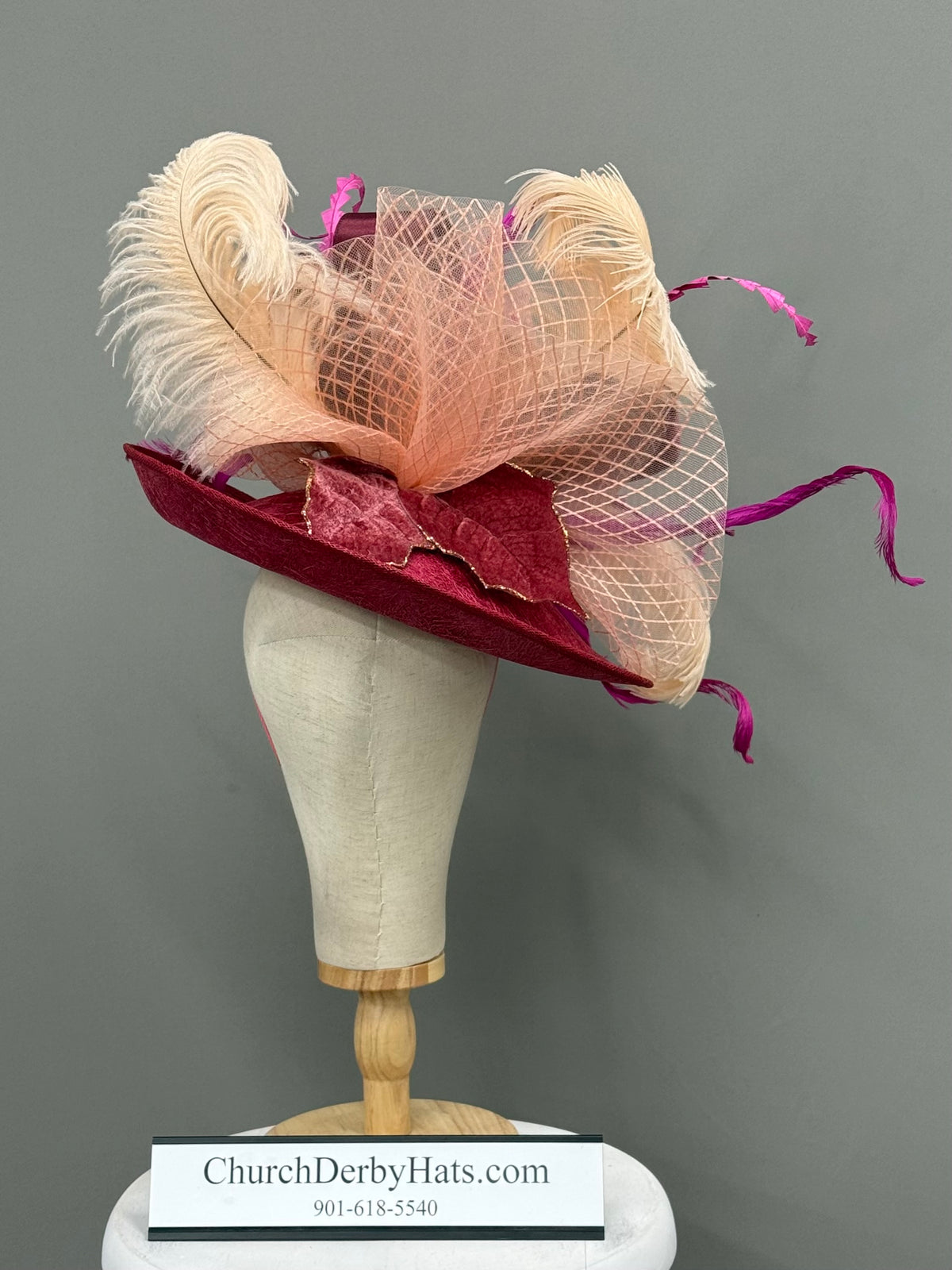 Merlot Fascinator - Kentucky Derby Hat