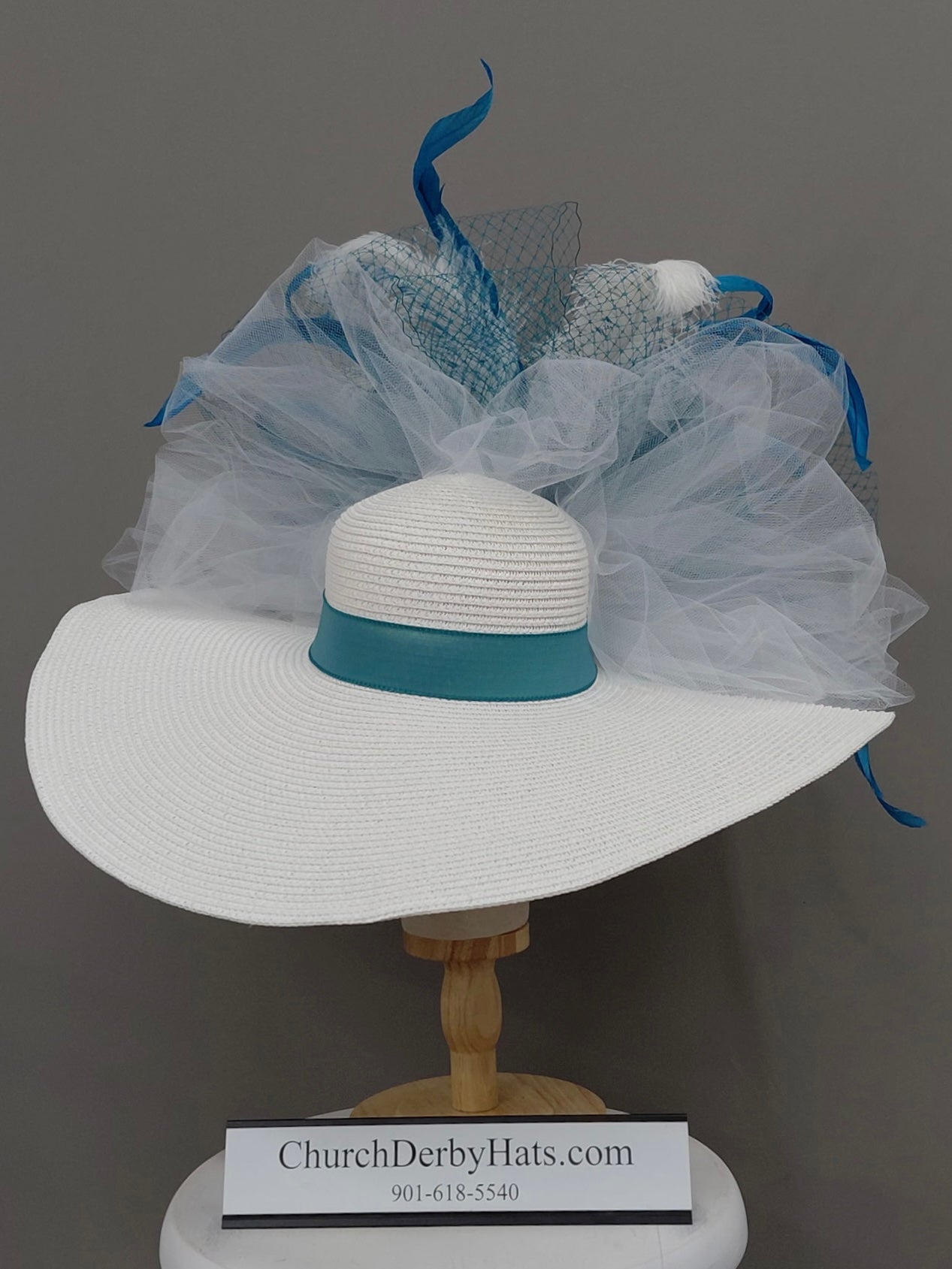 Teals and Blues Kentucky Derby Hat - Church Hat