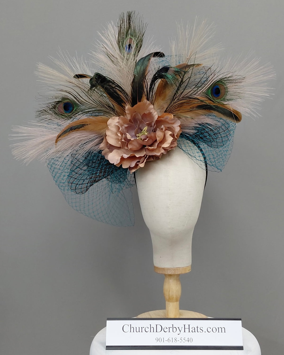 Peacock Jewel Tone - Kentucky Derby Hat - Fascinator on Headband