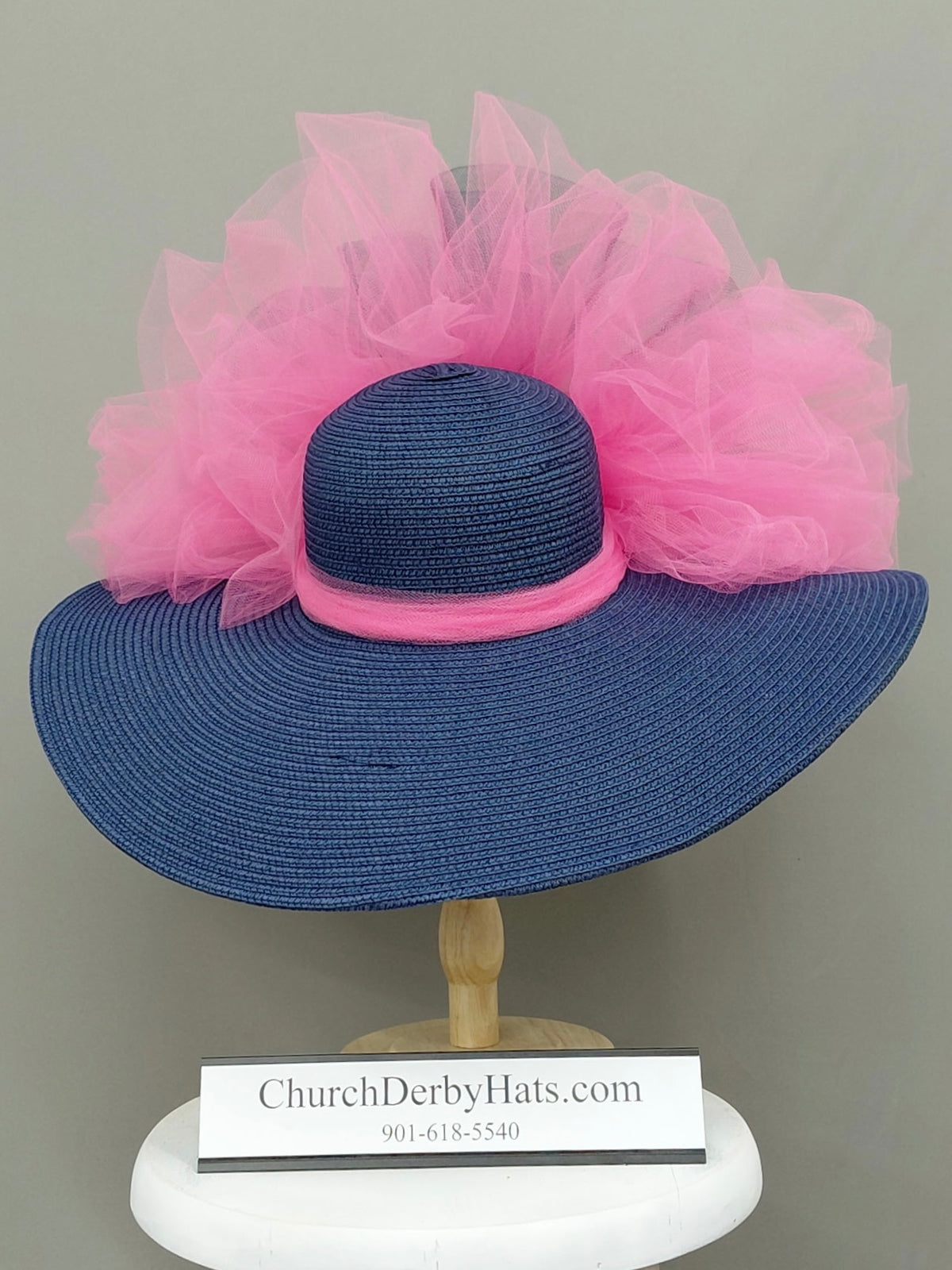 Amanda Navy Pink - Kentucky Derby Hat