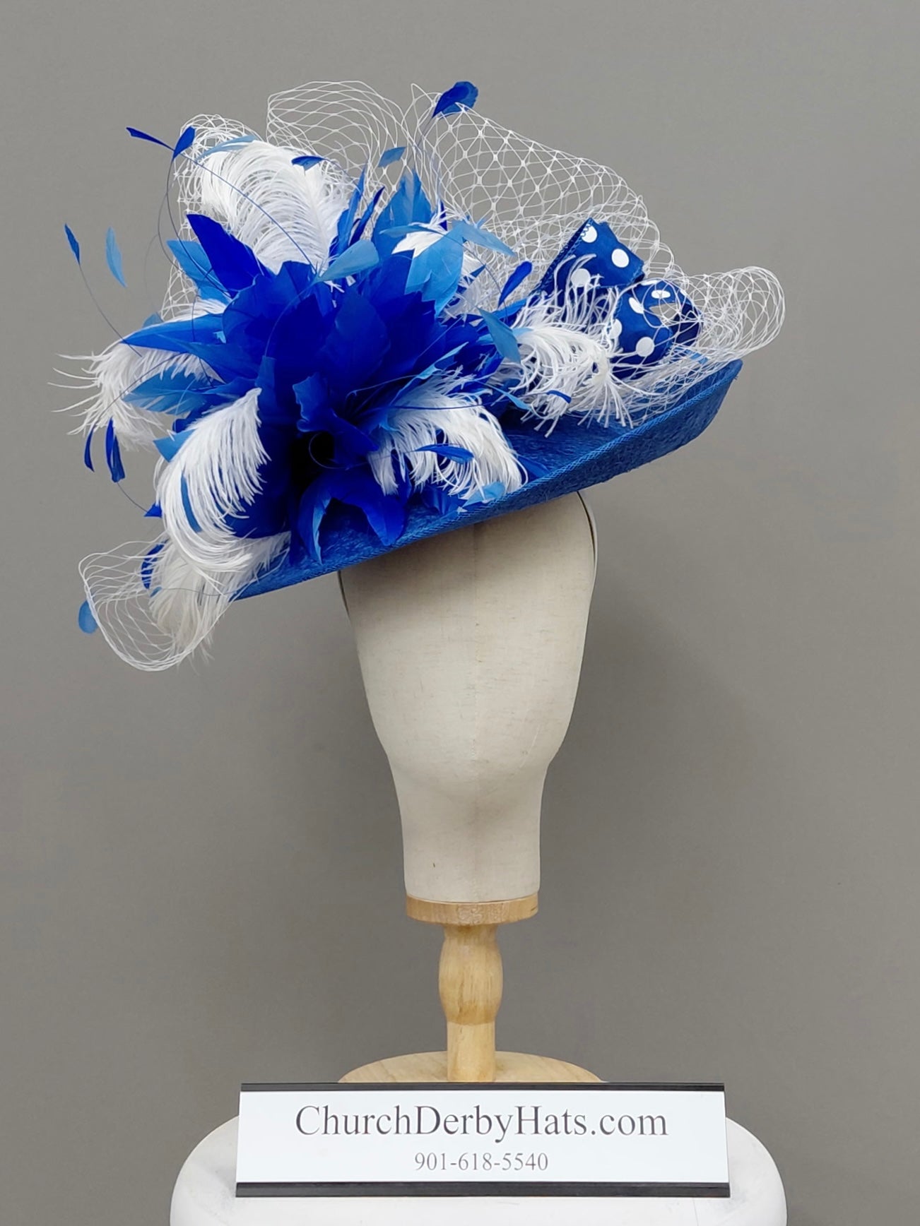 Kentucky Blue Fascinator on Headband