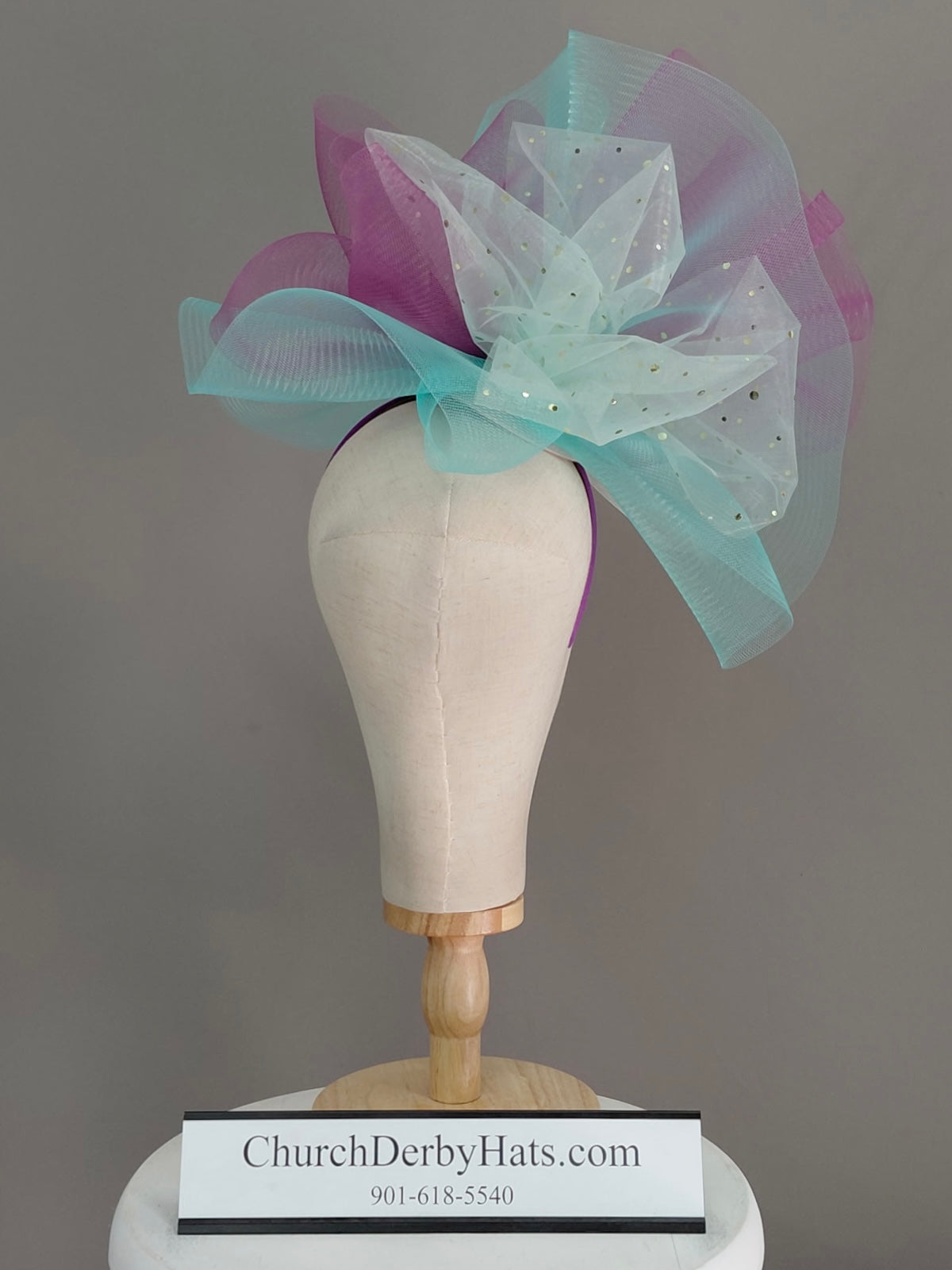 Brenda Blue Purple - Kentucky Derby Fascinator on Headband