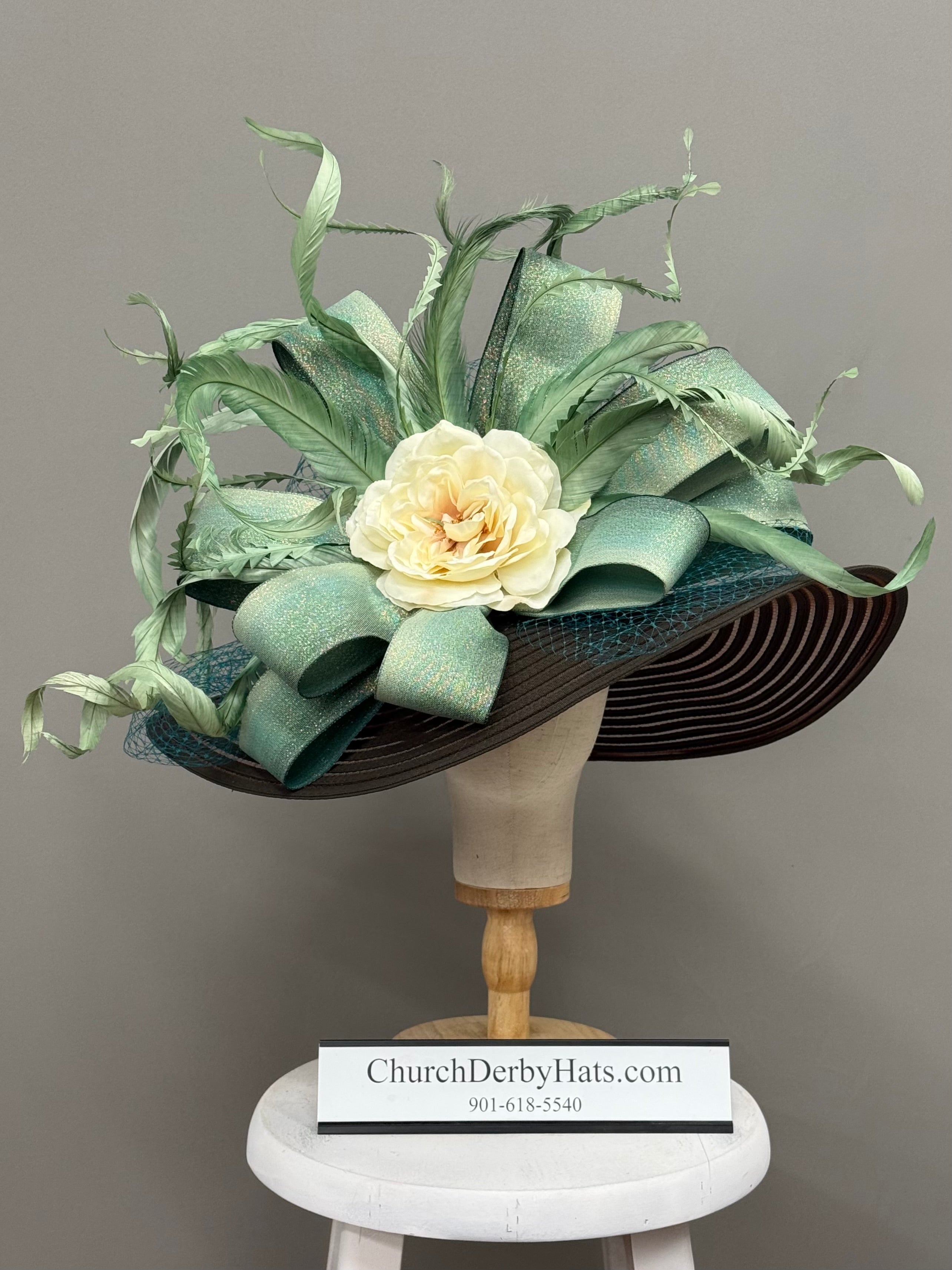 Adrienne Green Brown - Kentucky Derby Hat - Church Hat
