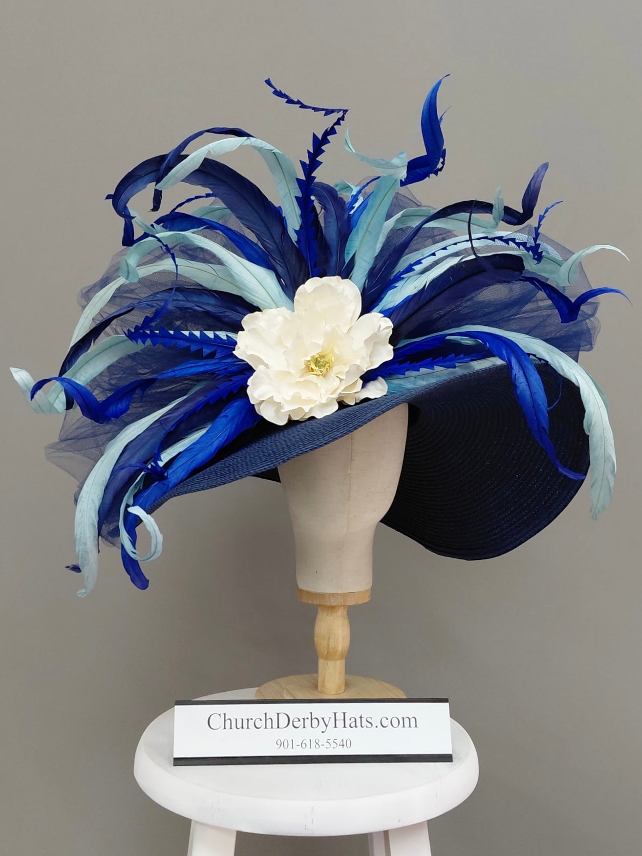 Natalie Navy - Kentucky Derby Hat - Church Hat