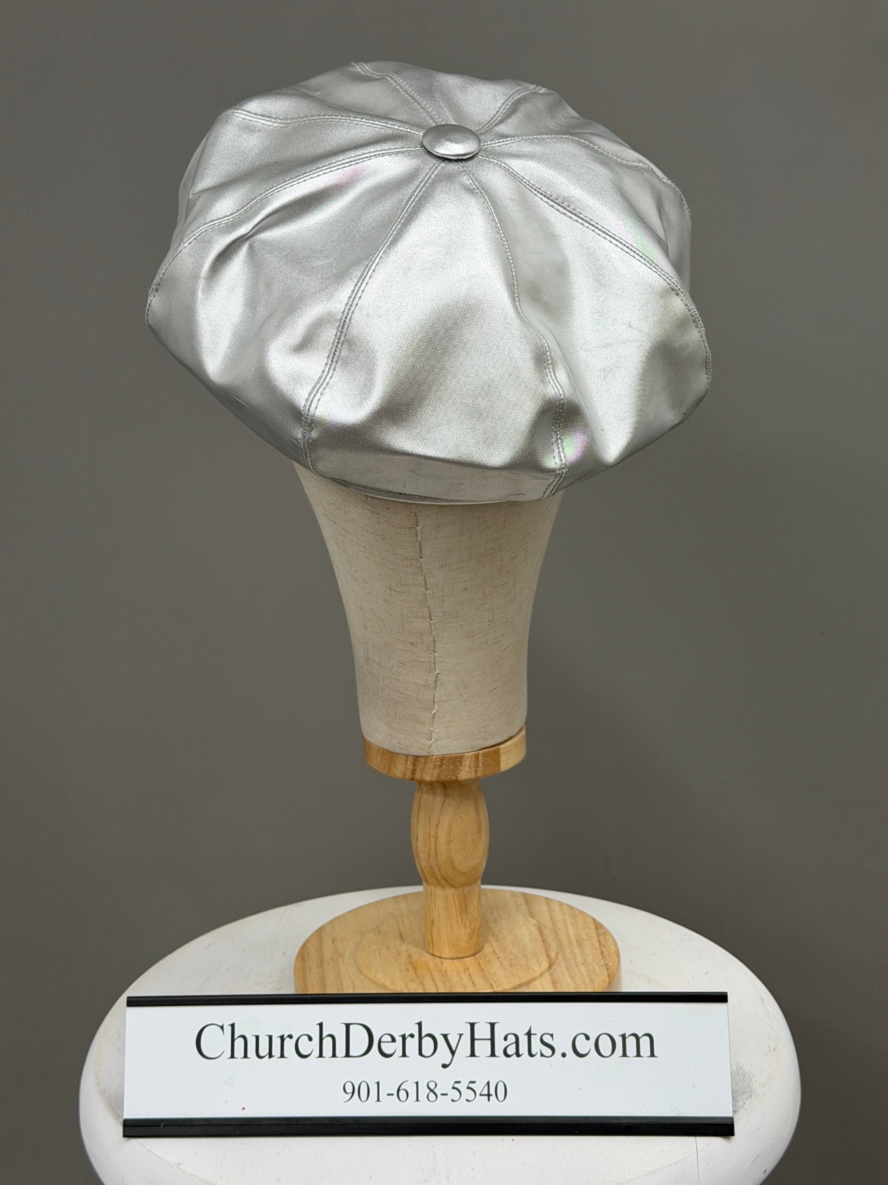 Metallic Silver Captains Church Hat