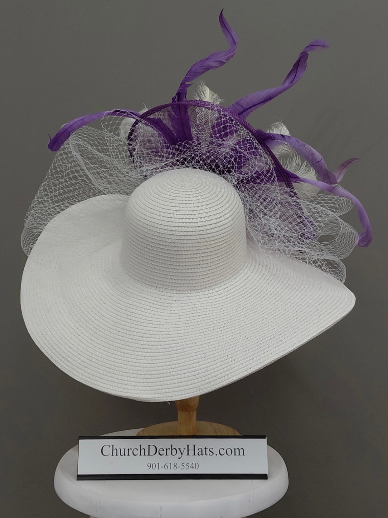 Jill Purple White - Church Derby Hat