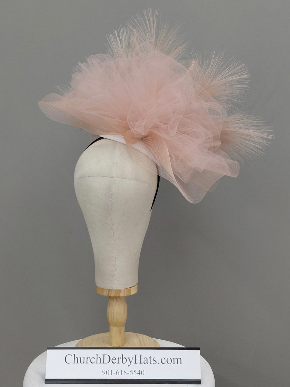 Blush and Bashful - Kentucky Derby Hat Fascinator on Headband