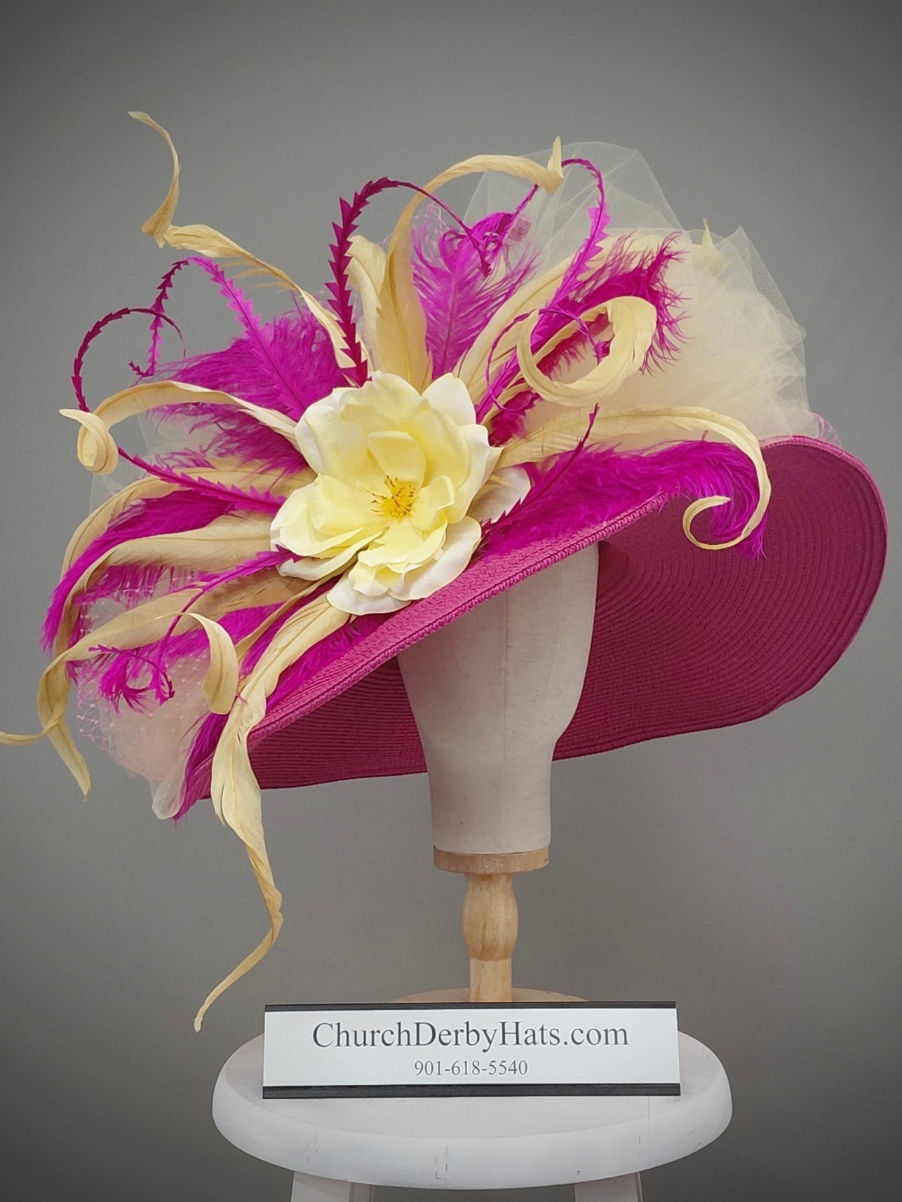 Lori Pink Yellow - Kentucky Derby Hat