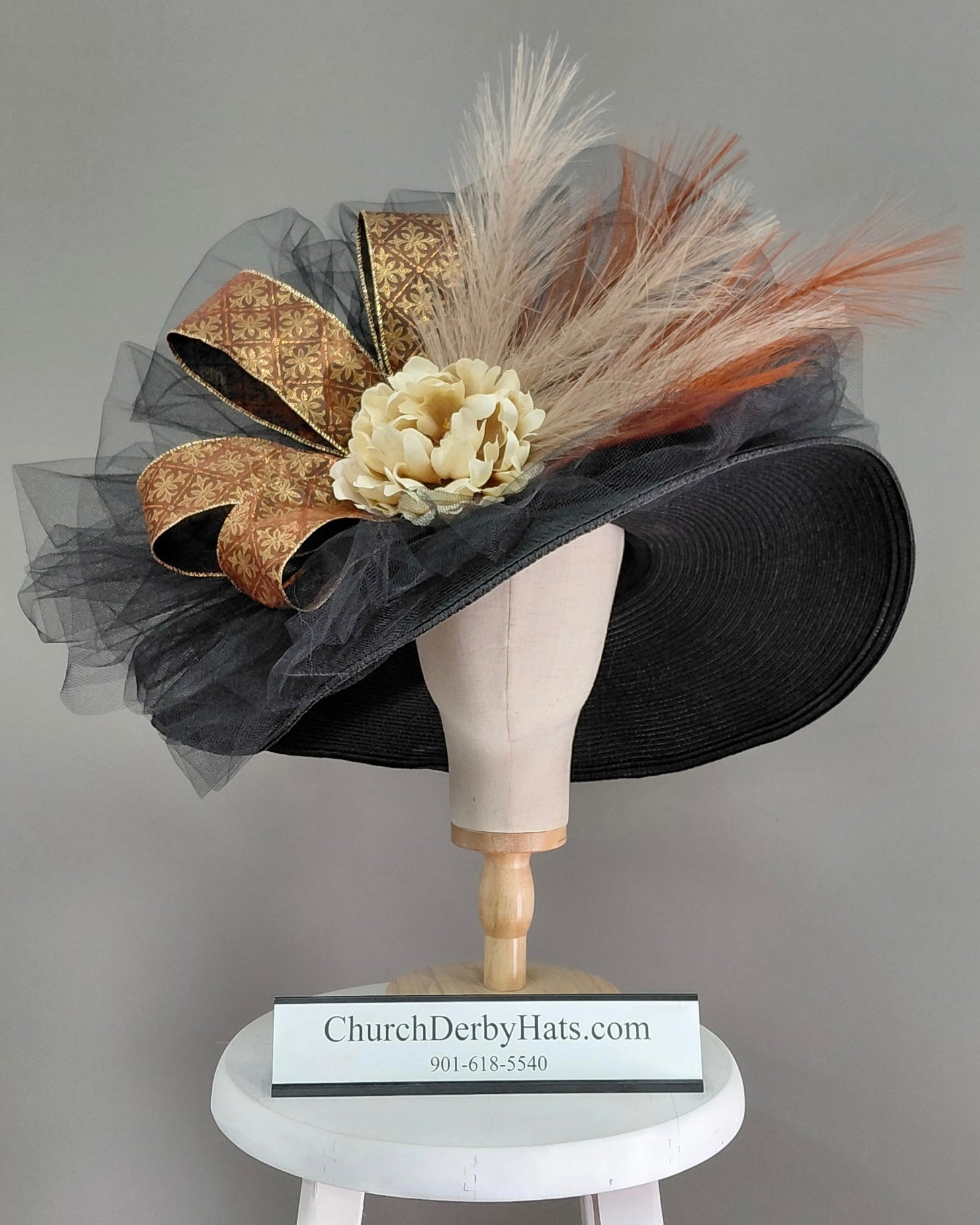Mandela Black Brown - Kentucky Derby Hat - Church Hat