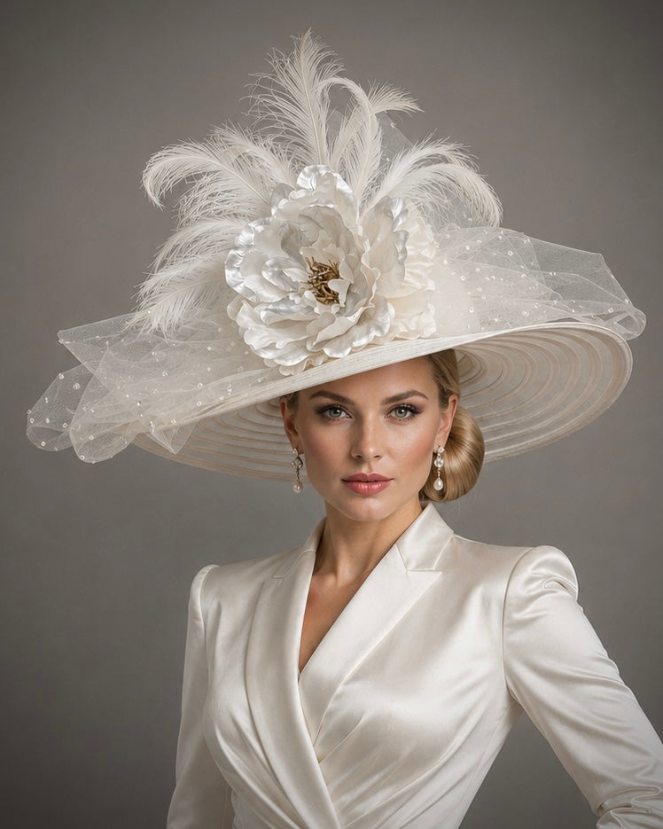 June Wedding White - Elegant Dress Hat