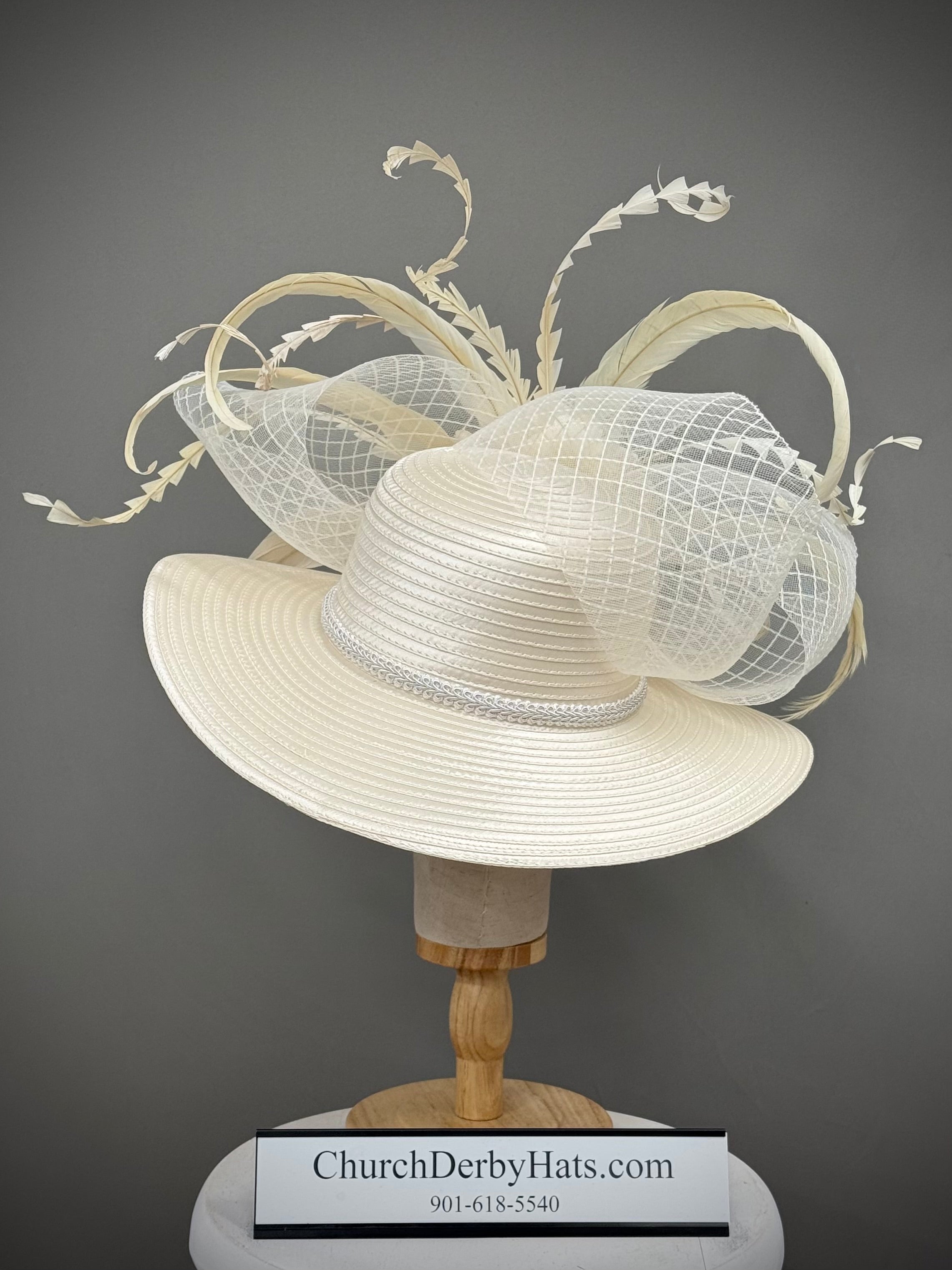 Satin Ivory - Church Derby Hat