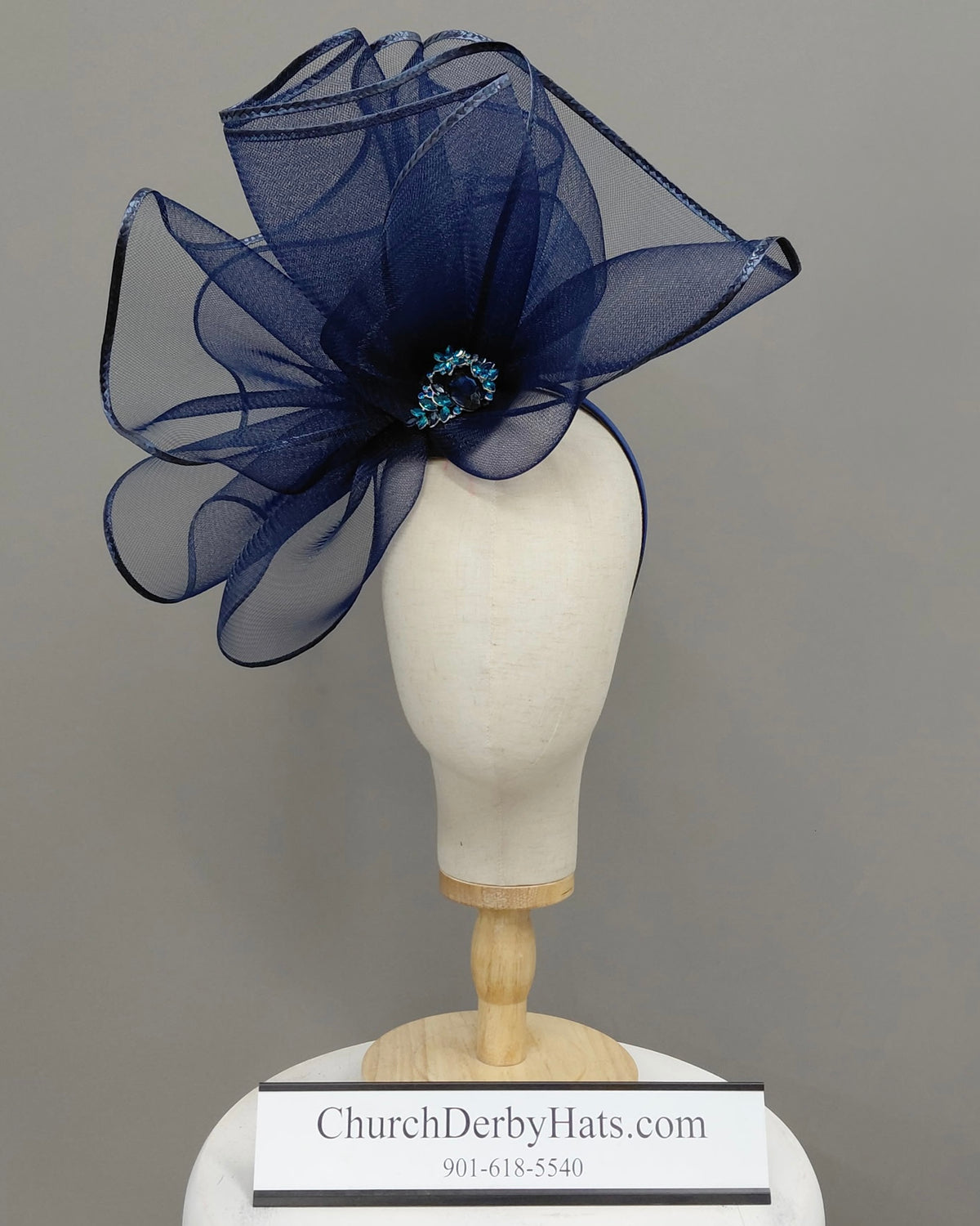 Natalie Navy Blue Fascinator on Headband