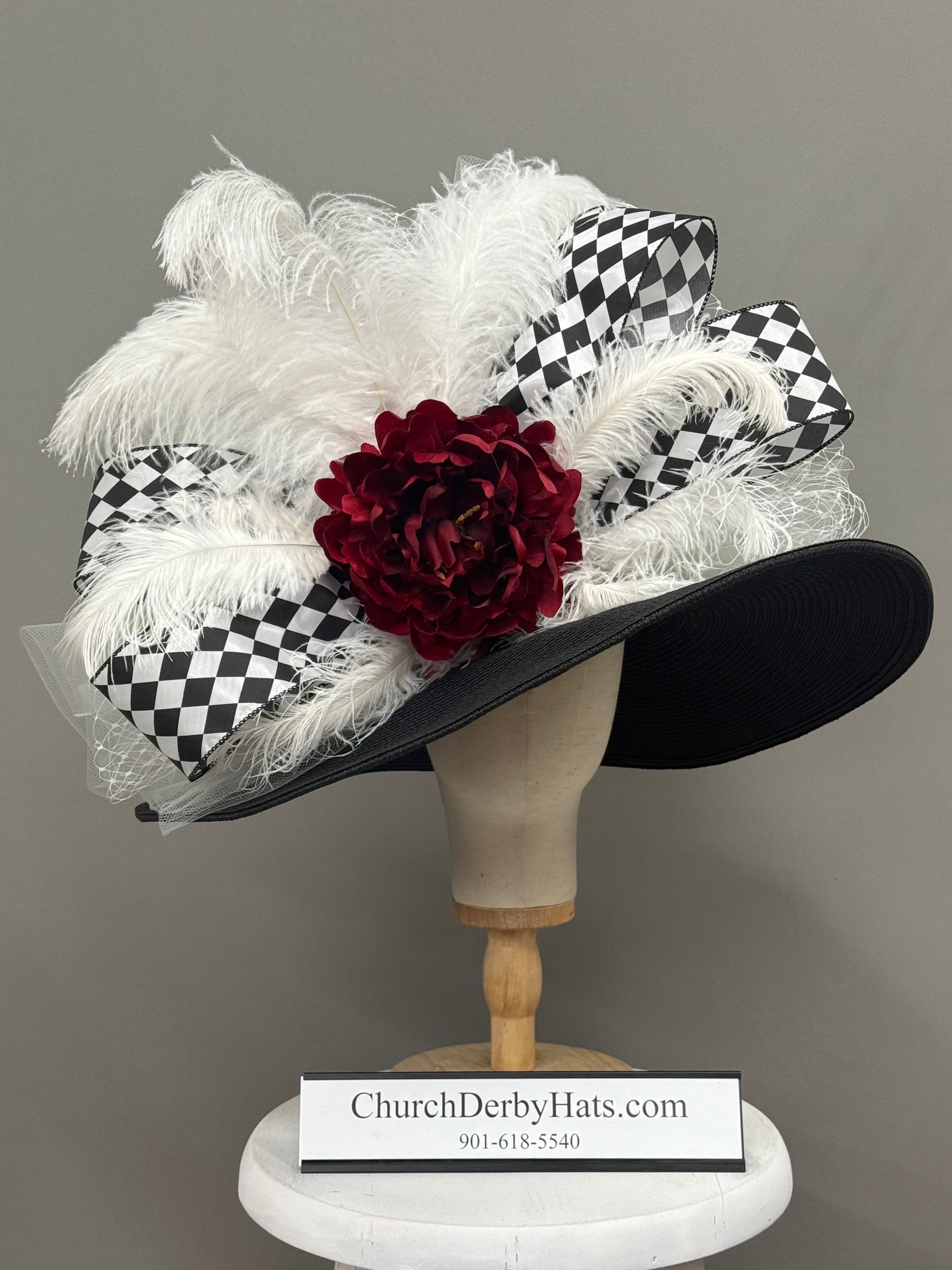 Power Play - Kentucky Derby Hat - Red White Black Church Hat