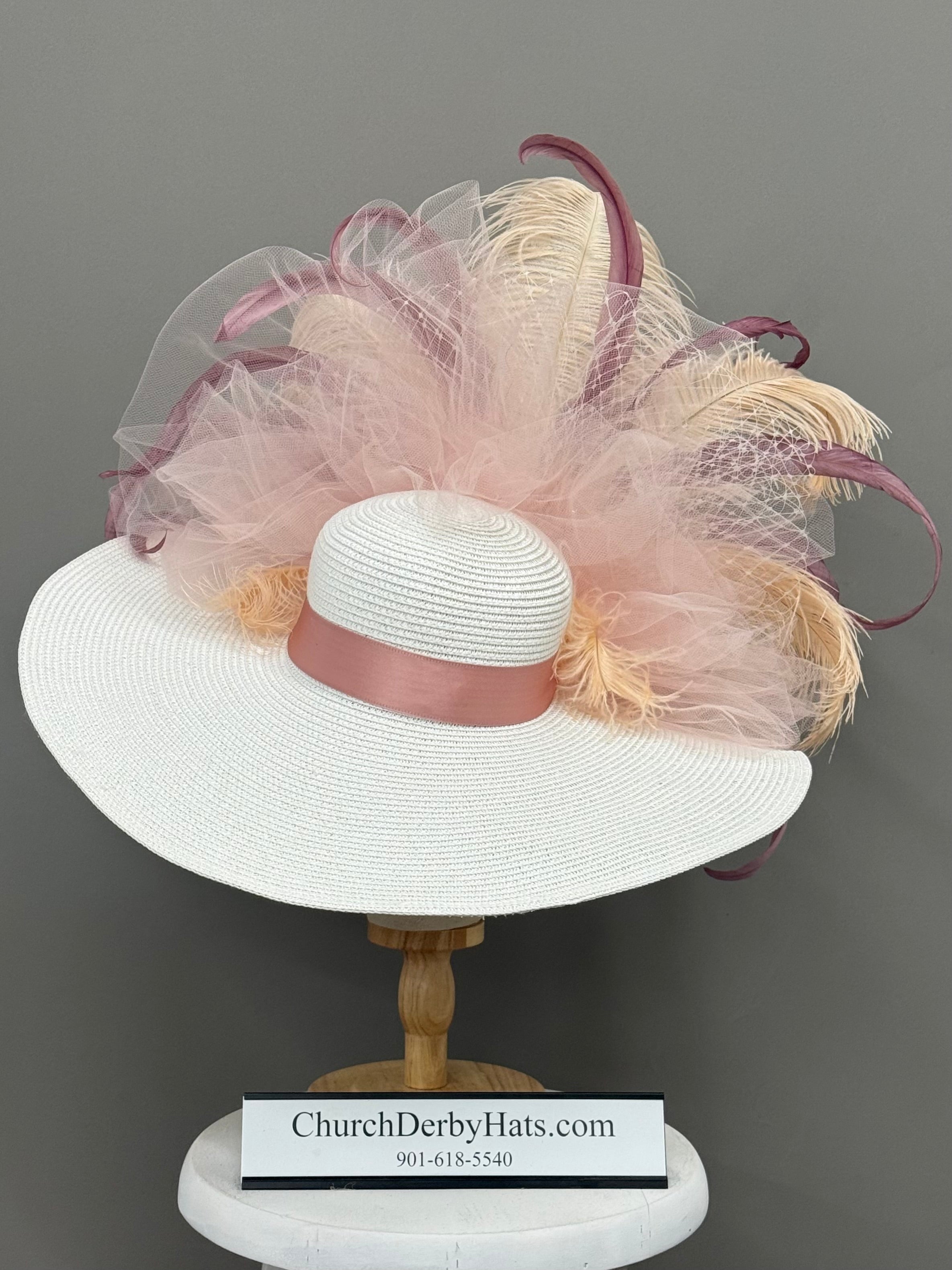 Princess Ann - Kentucky Derby Hat - Pink Blush Tones Church Hat