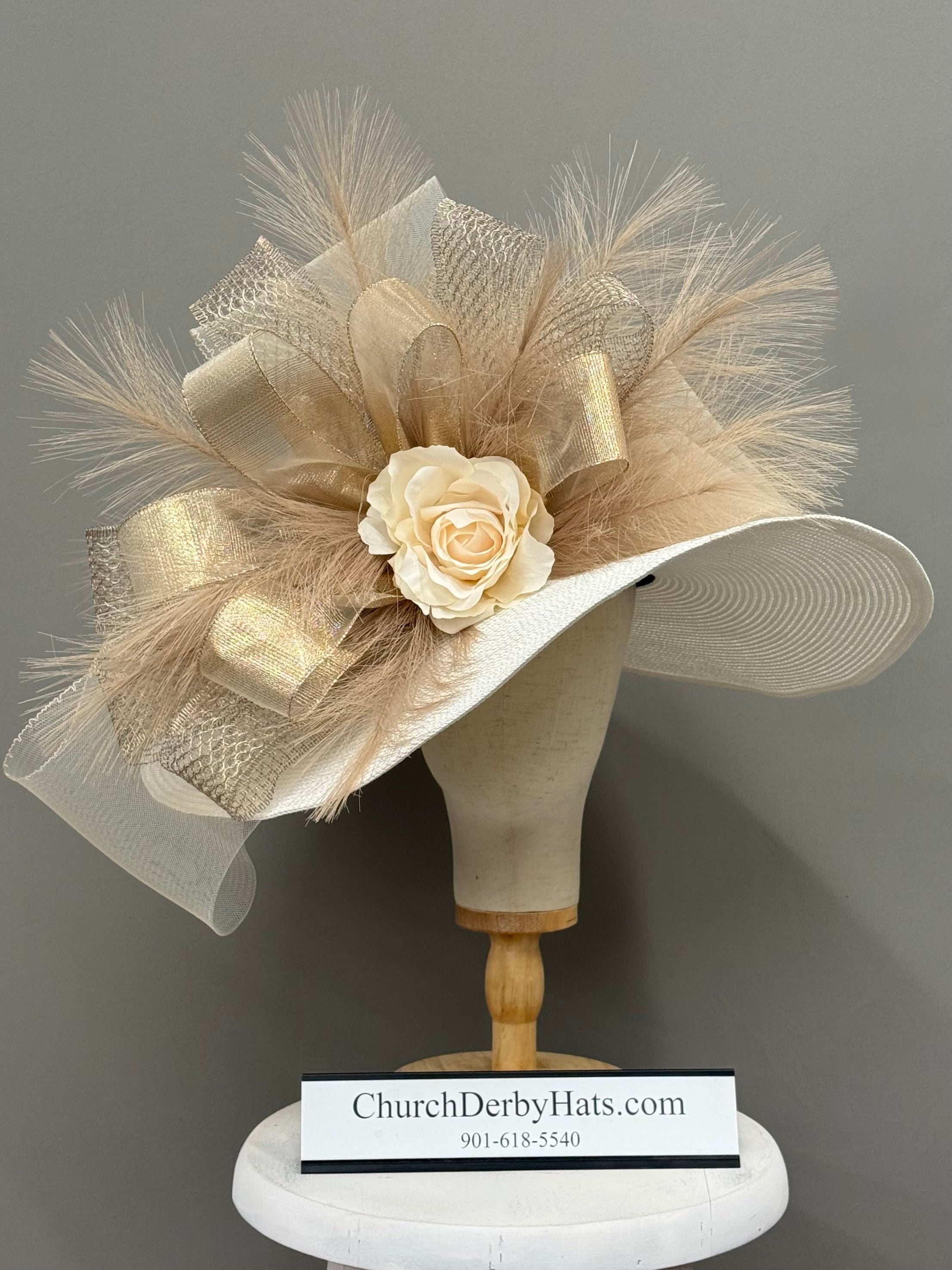 California Champagne White Gold - Kentucky Derby Hat