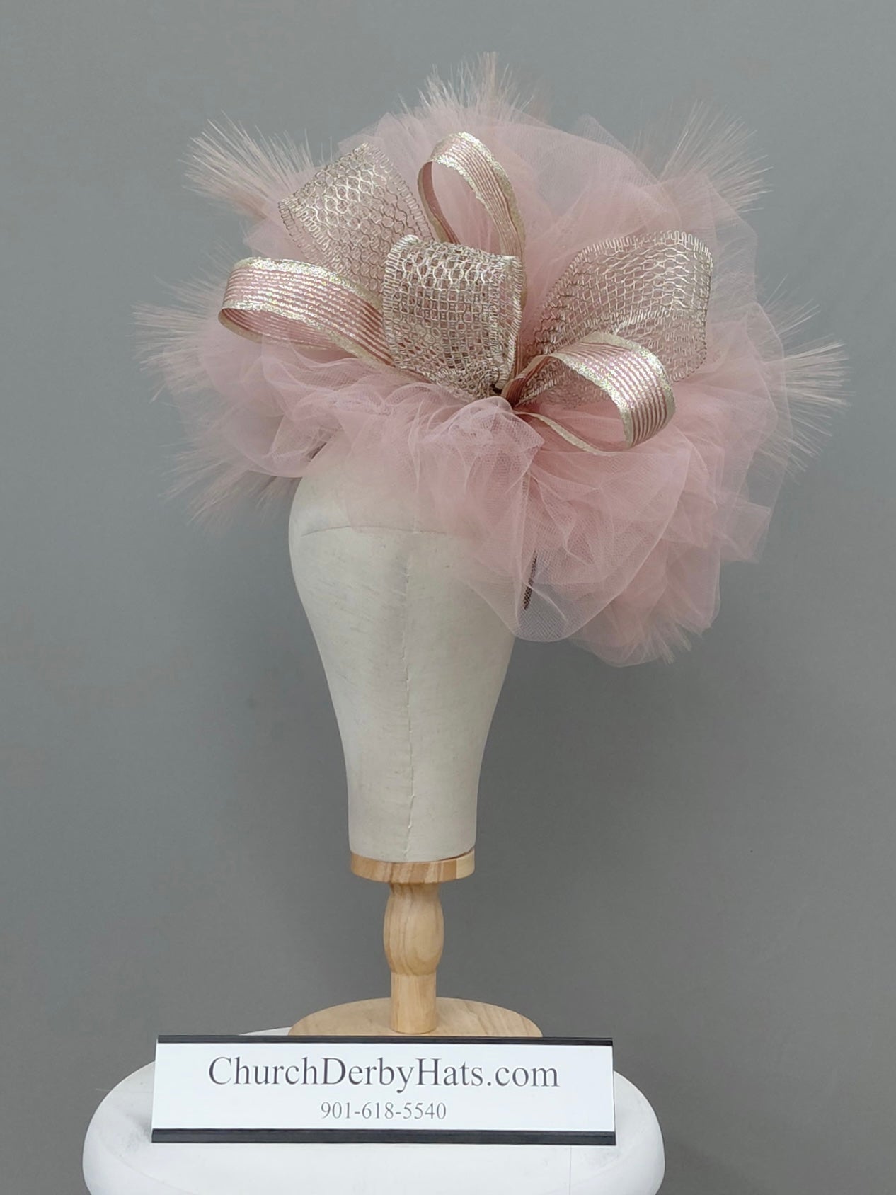 Olivia Blush Gold Fascinator on Headband
