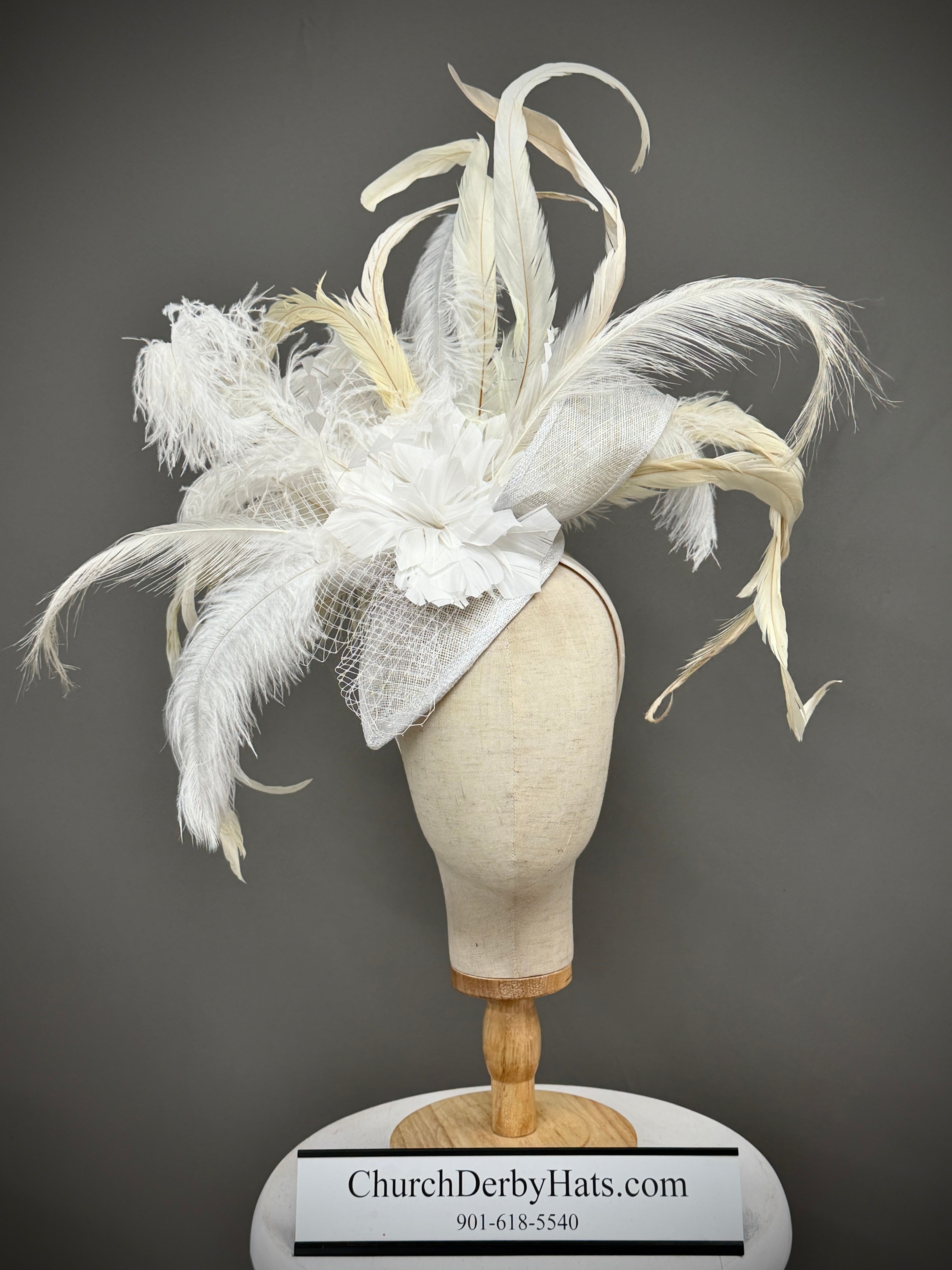 Snow - Church Derby Fascinator Hat