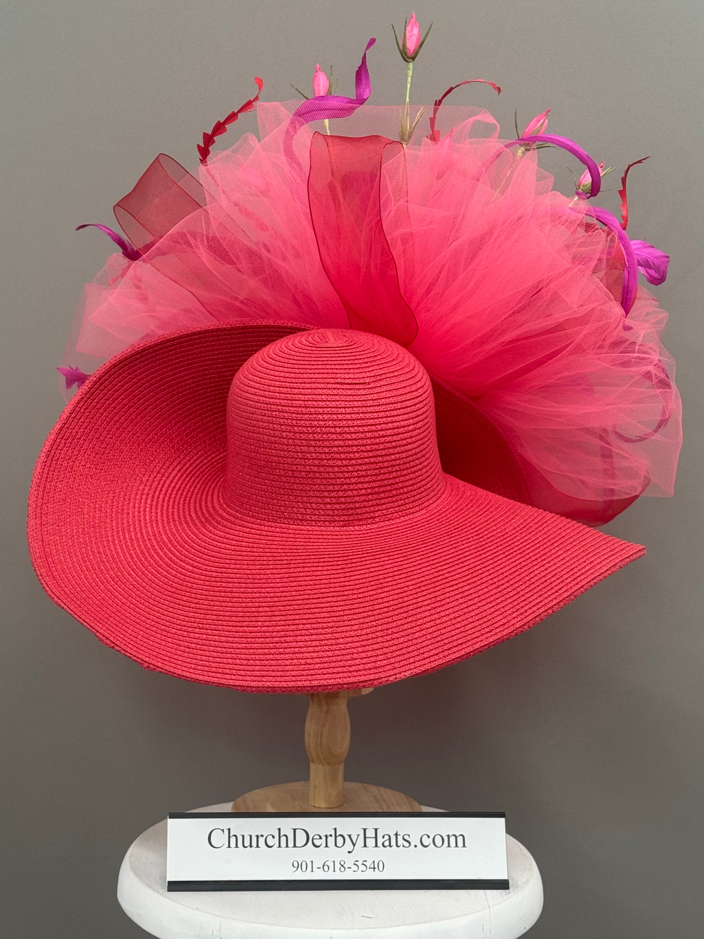 Nellie Red Pink - Kentucky Derby Hat