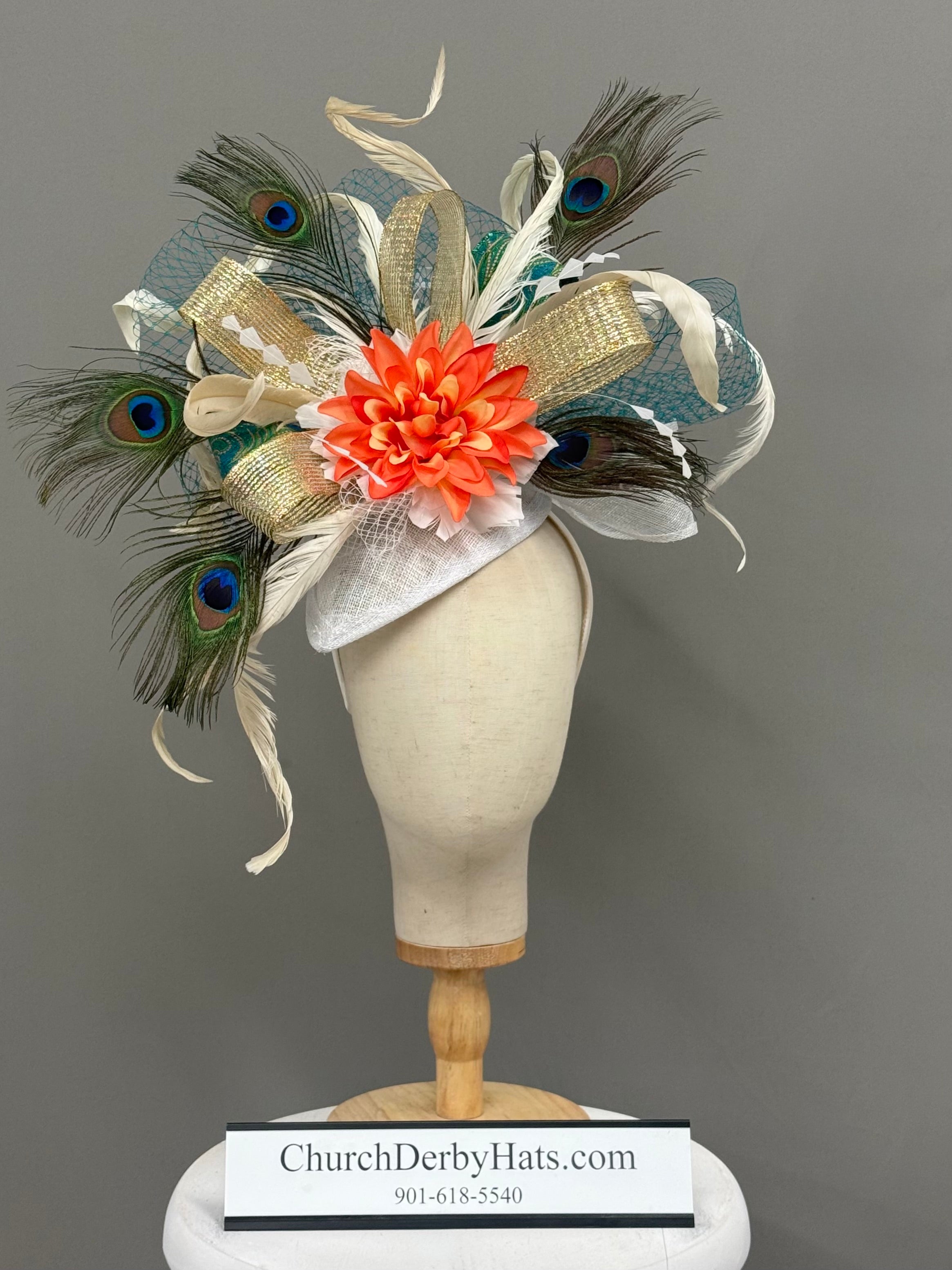 Orange Blossom - Kentucky Derby Fascinator on Headband