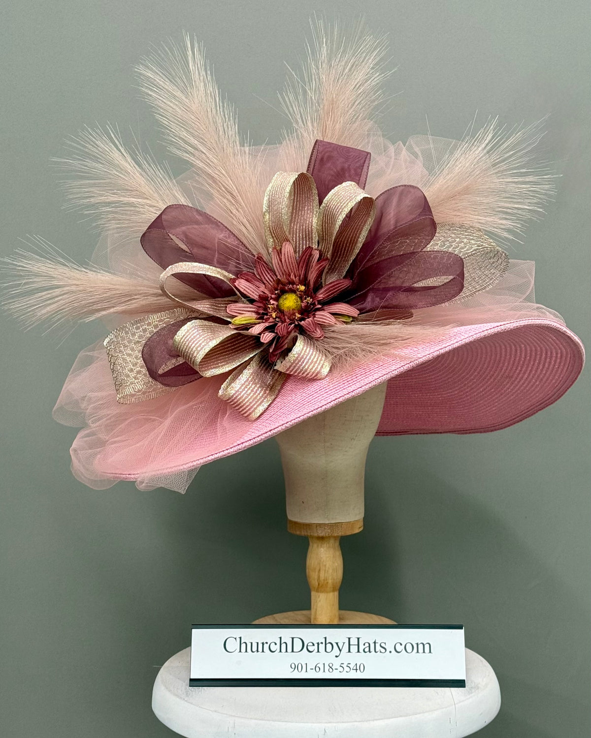 Cynthia - Pink Kentucky Derby Hat