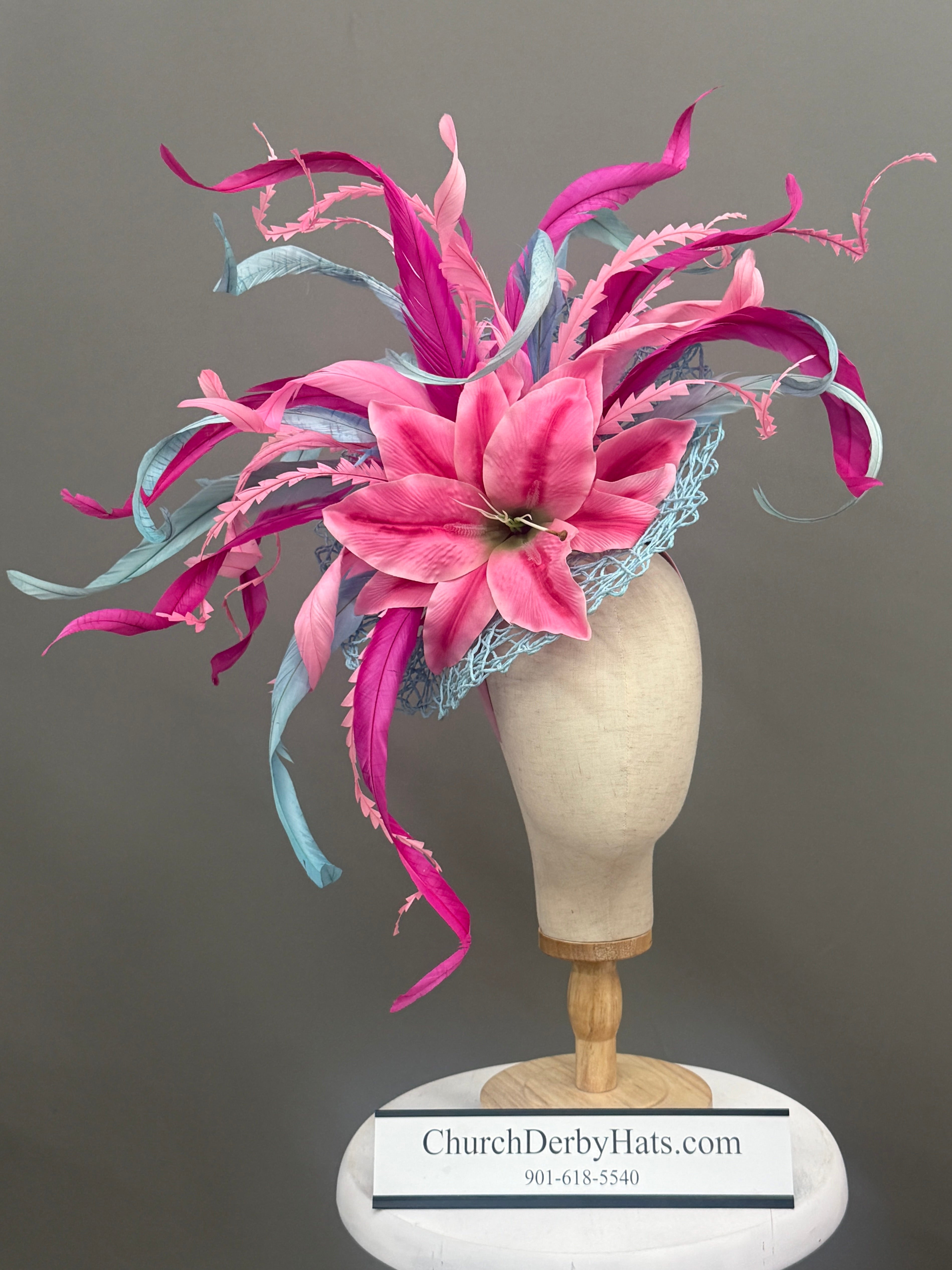 Kiera Pink Blue - Kentucky Derby Hat