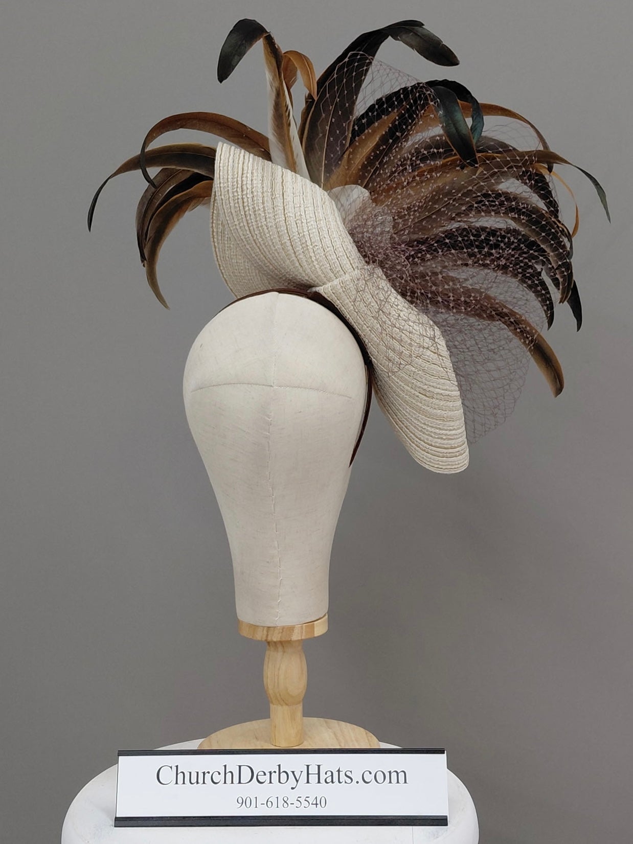 Ivory Fascinator on Headband