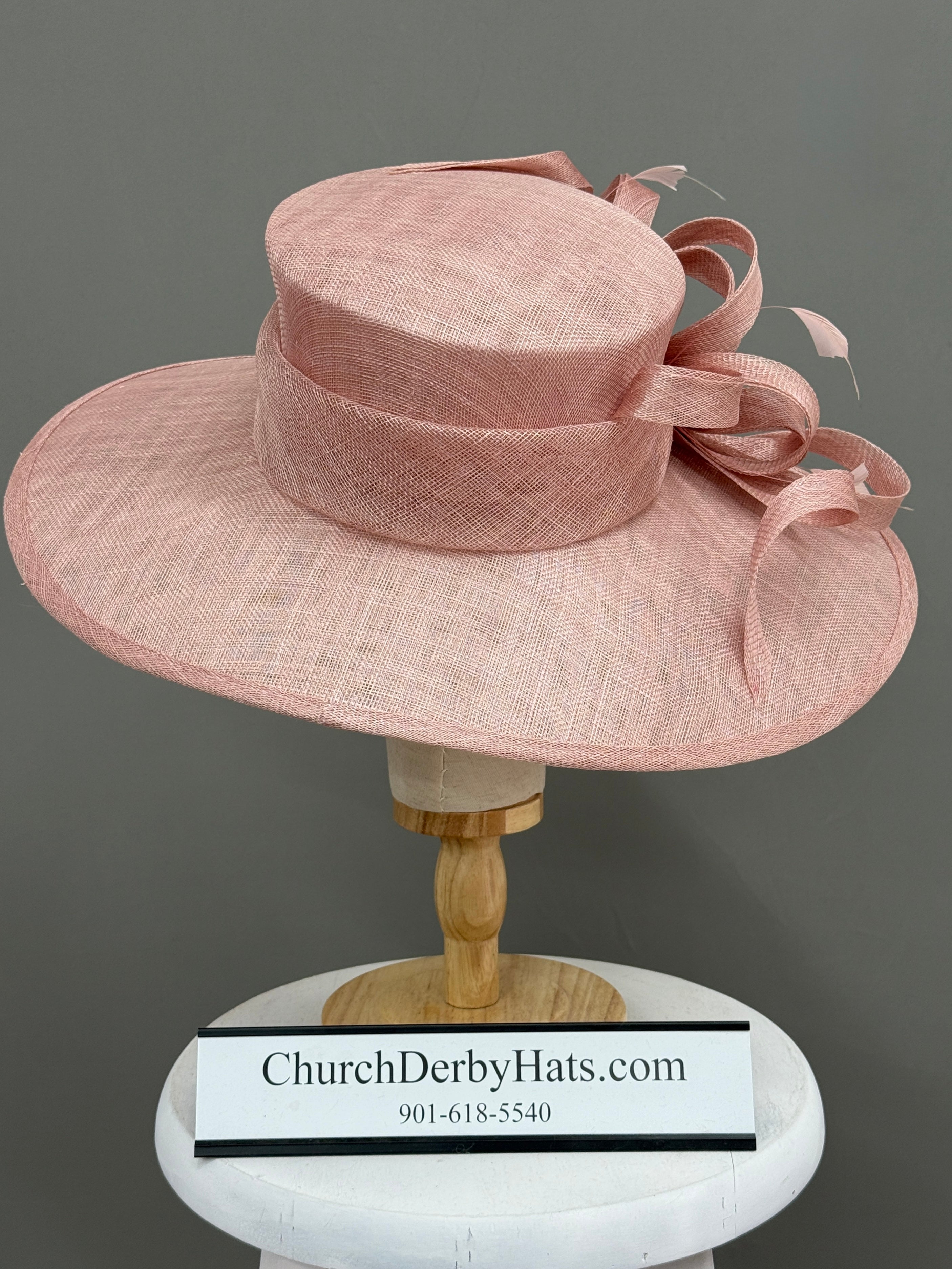 Blush Pink Sinamay - Church Derby Hat