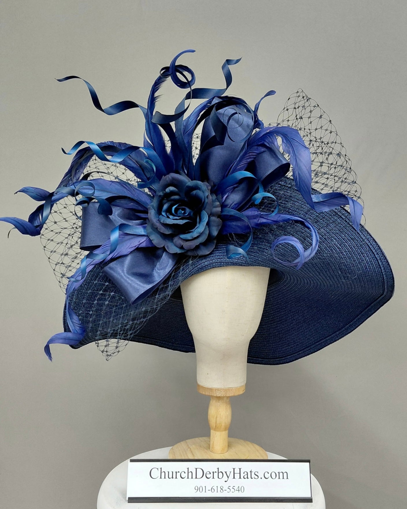Sapphire Navy - Kentucky Derby Hat - Church Derby Hat
