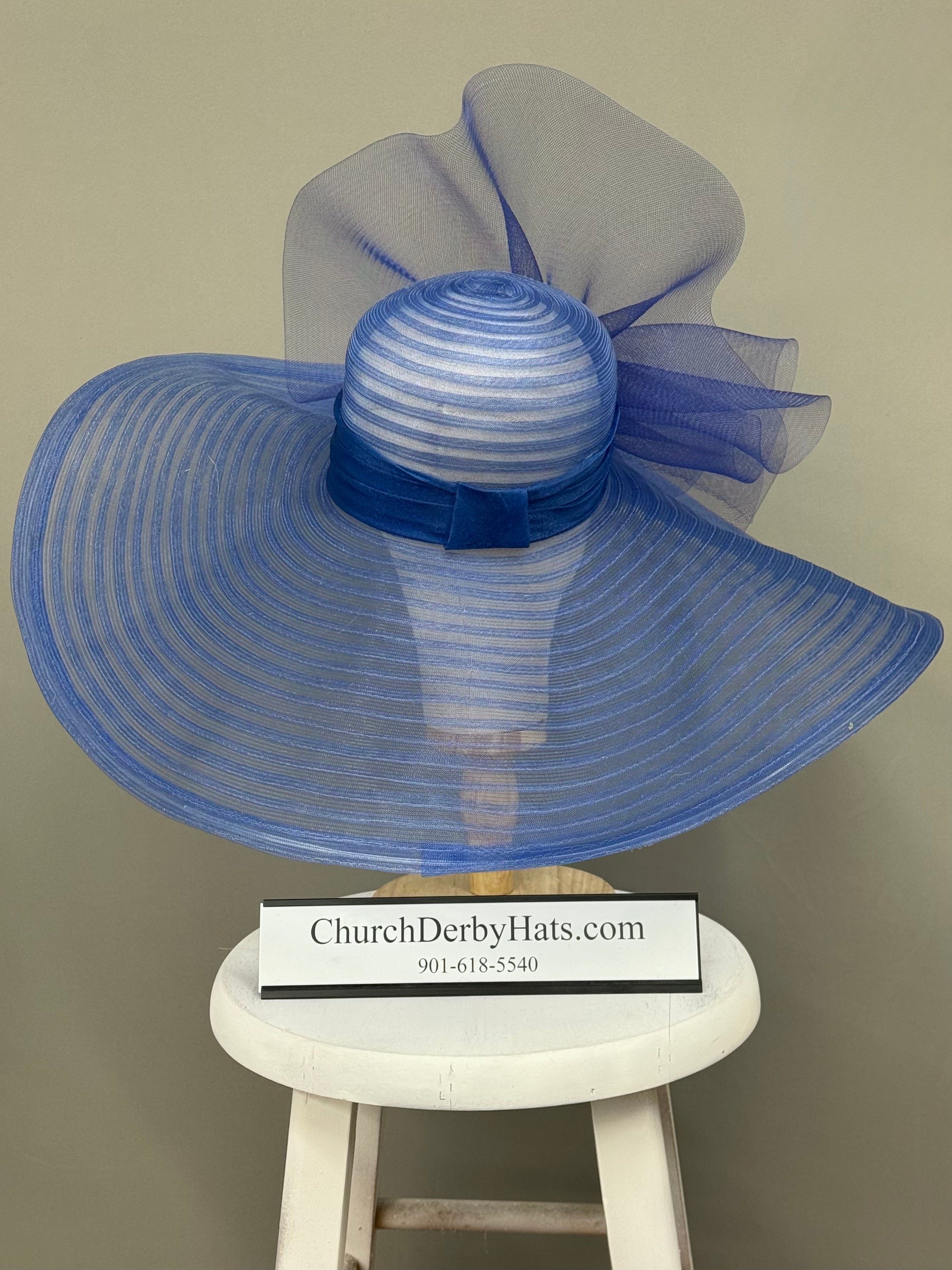 Peacock Brooch Royal Blue Horsehair - Kentucky Derby Hat - Church Hat