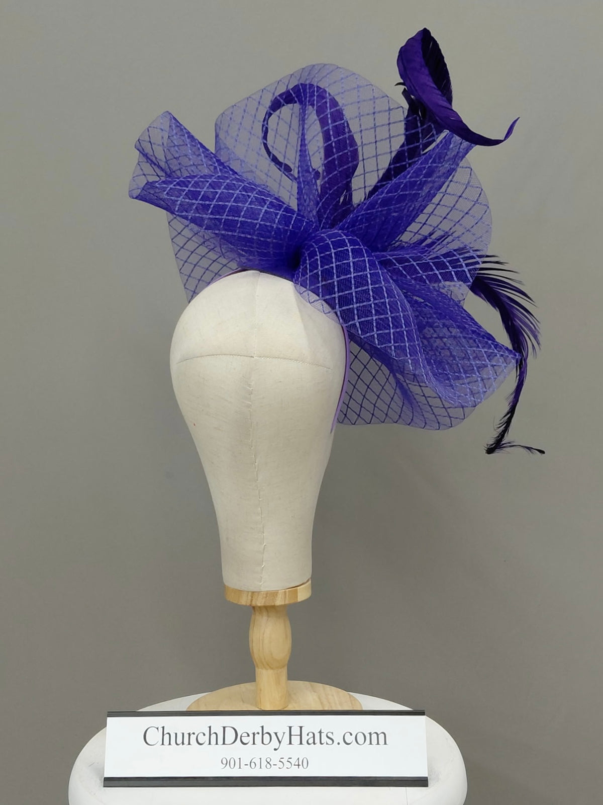 Linda Purple Fascinator on Headband