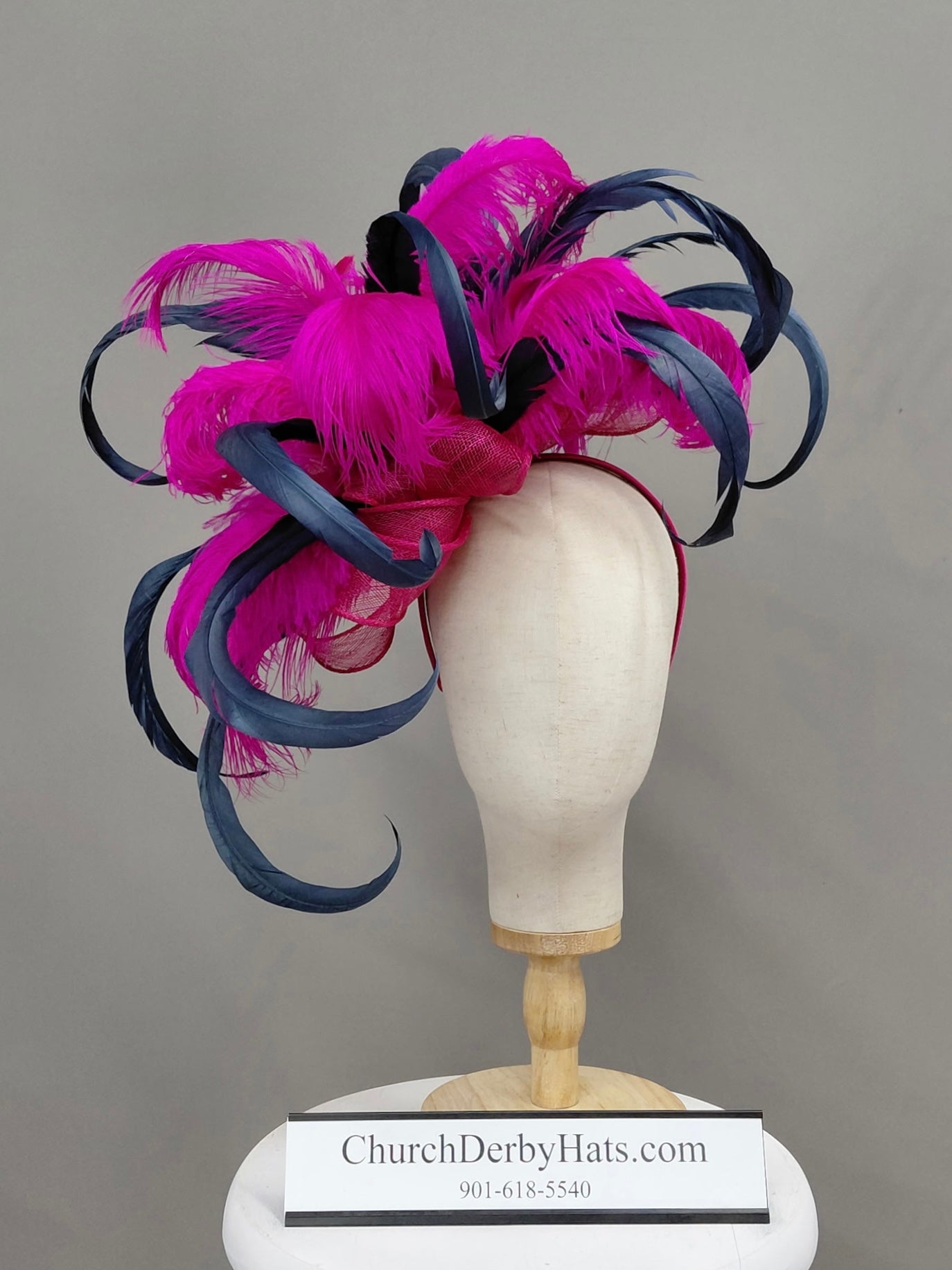 Patino Raspberry Navy Fuchsia - Church Derby Fascinator