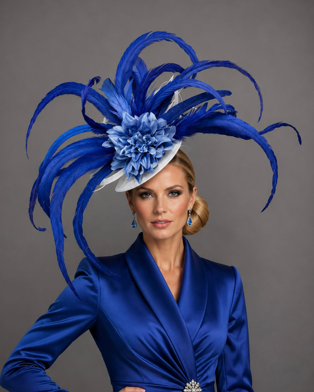 Jewel Blue by Vance - Kentucky Derby Hat - Church Hat - Fascinator on Headband