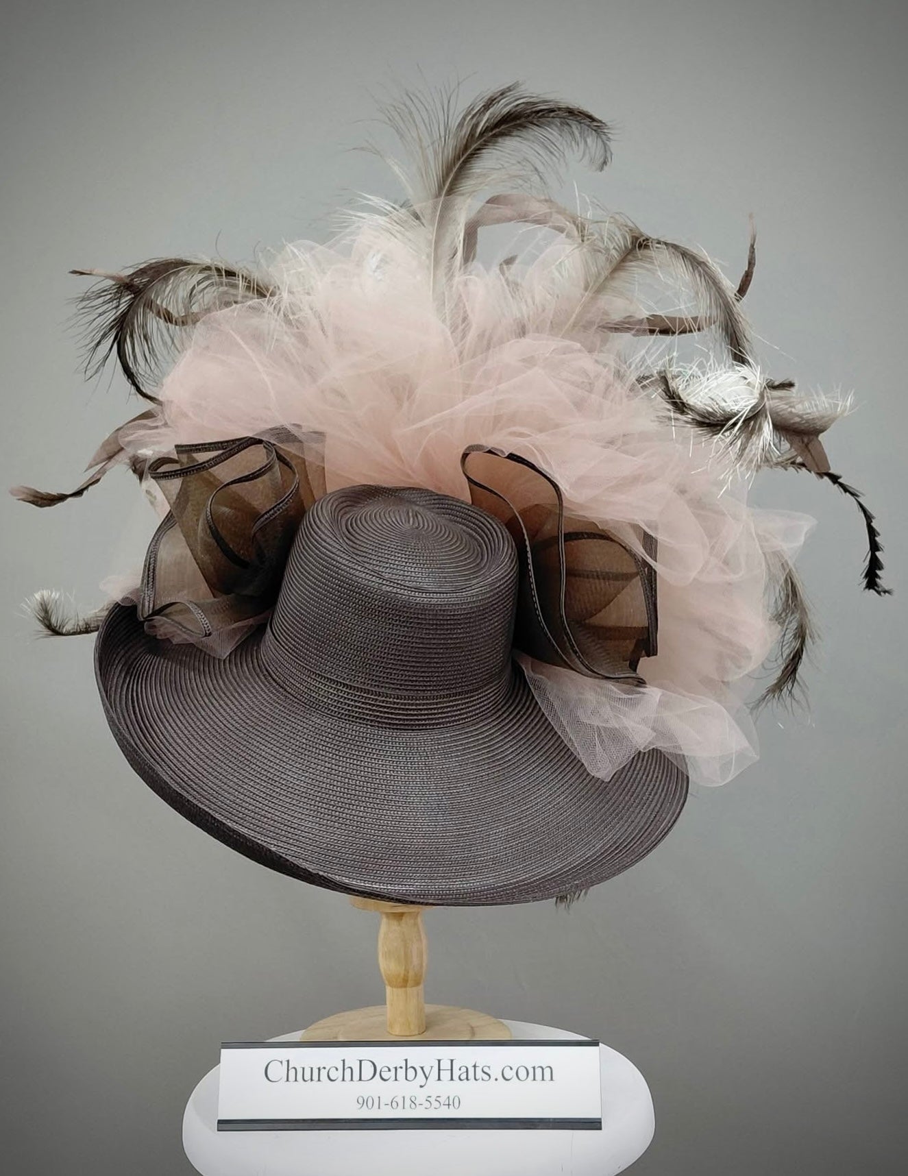 Pricilla - Kentucky Derby Hat Brown Pink