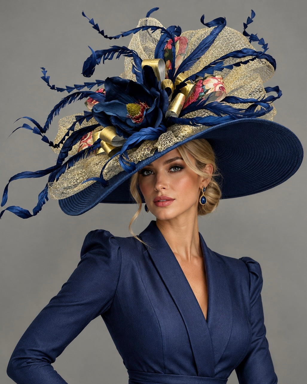 Wendy Navy Gold - Kentucky Derby Hat