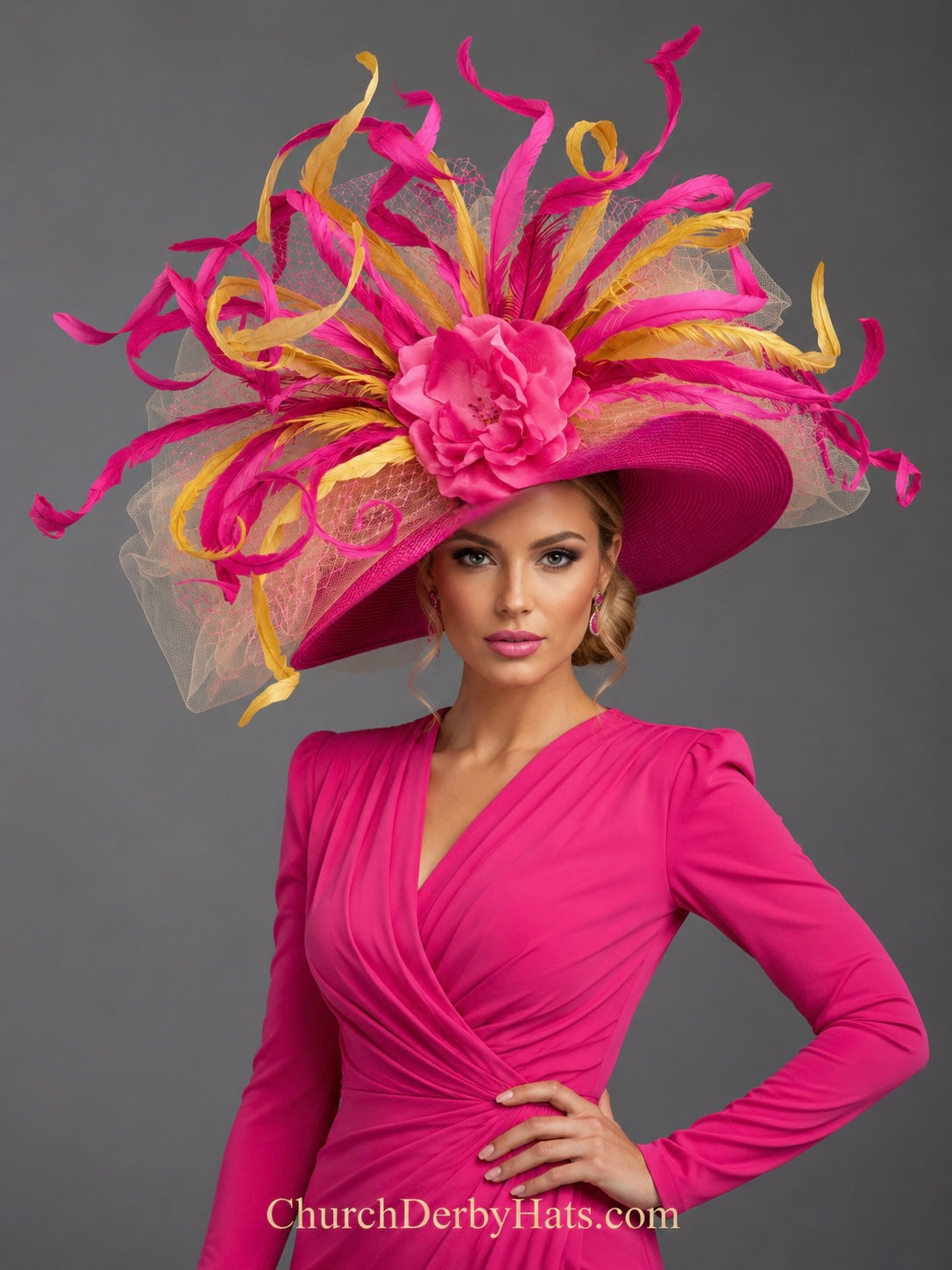 Cassidy Pink Gold - Kentucky Derby Hat