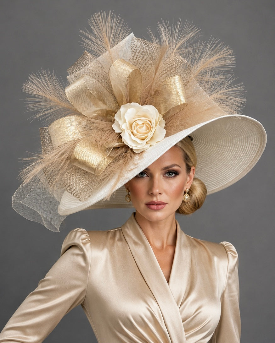 California Champagne White Gold - Kentucky Derby Hat