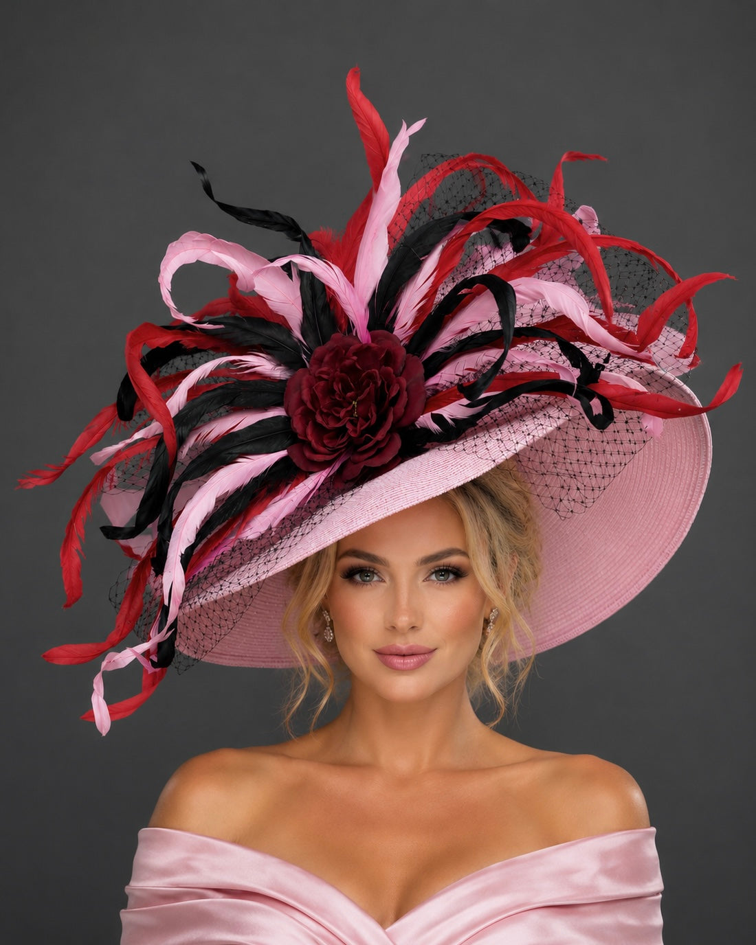 Romantic Red Pink Black - Church Derby Hat