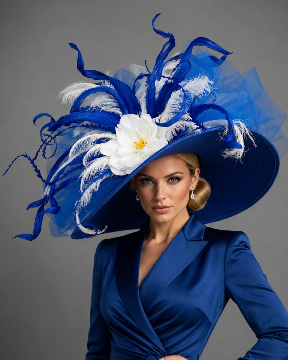 Tarina Blue White - Church Derby Hat