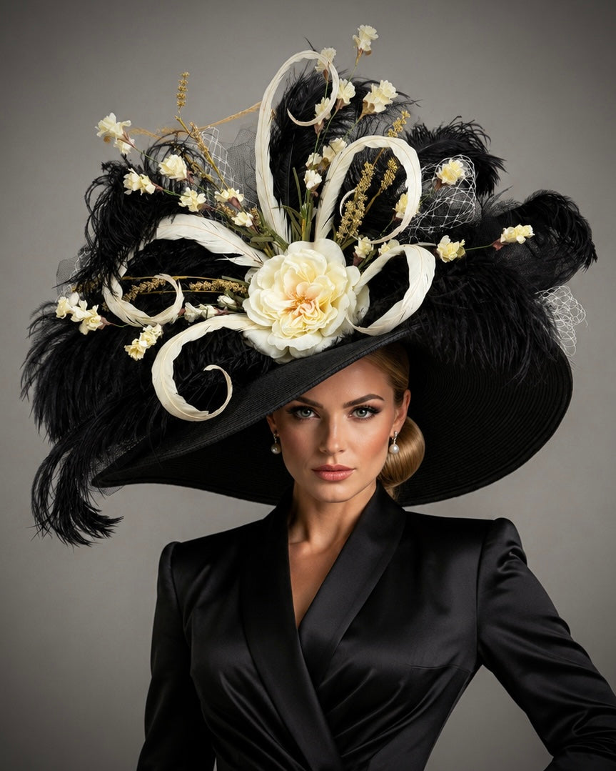 Tiana Black Ivory - Church Derby Hat
