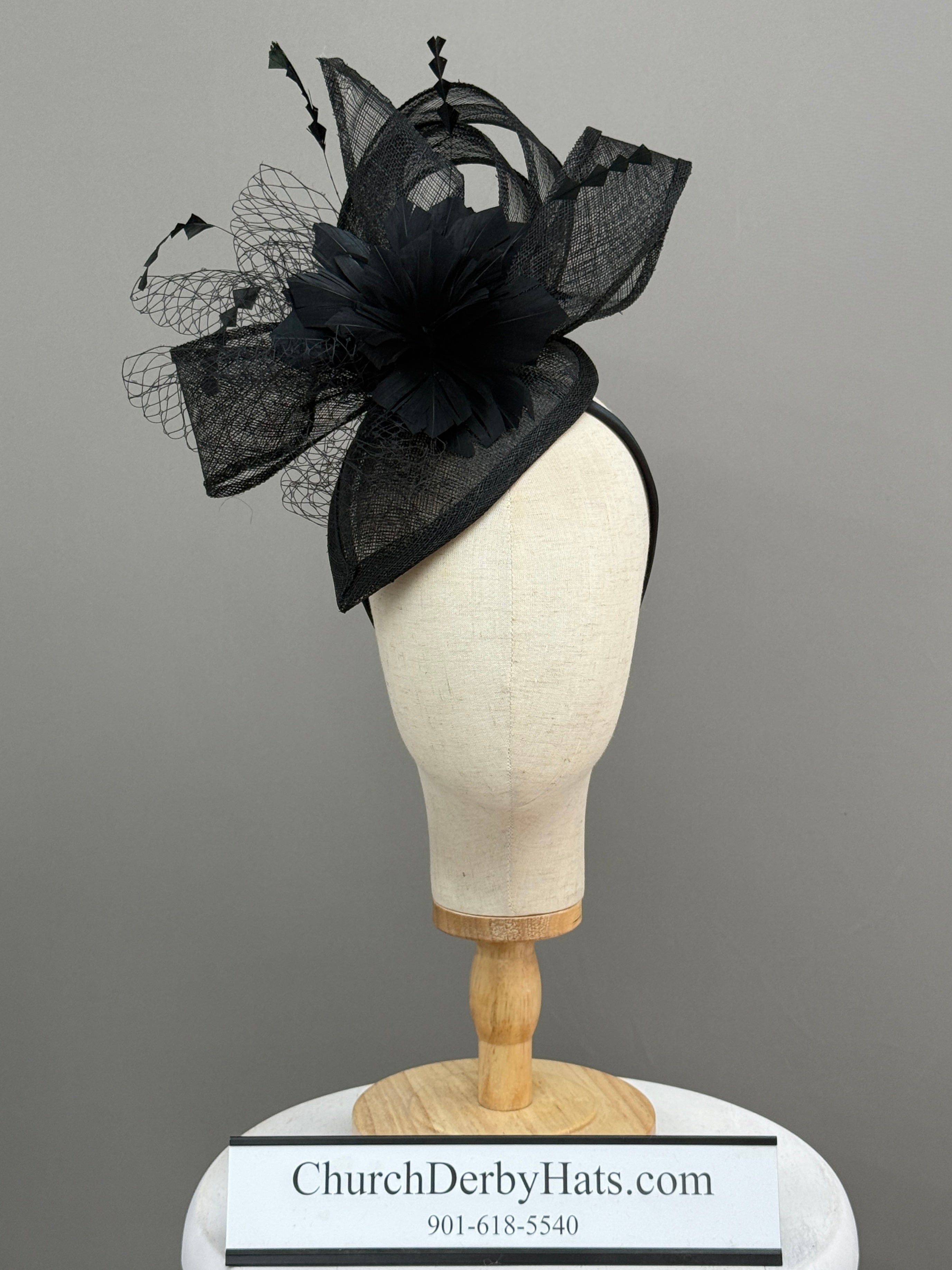 Old Hollywood Fascinator Black - Kentucky Derby Hat