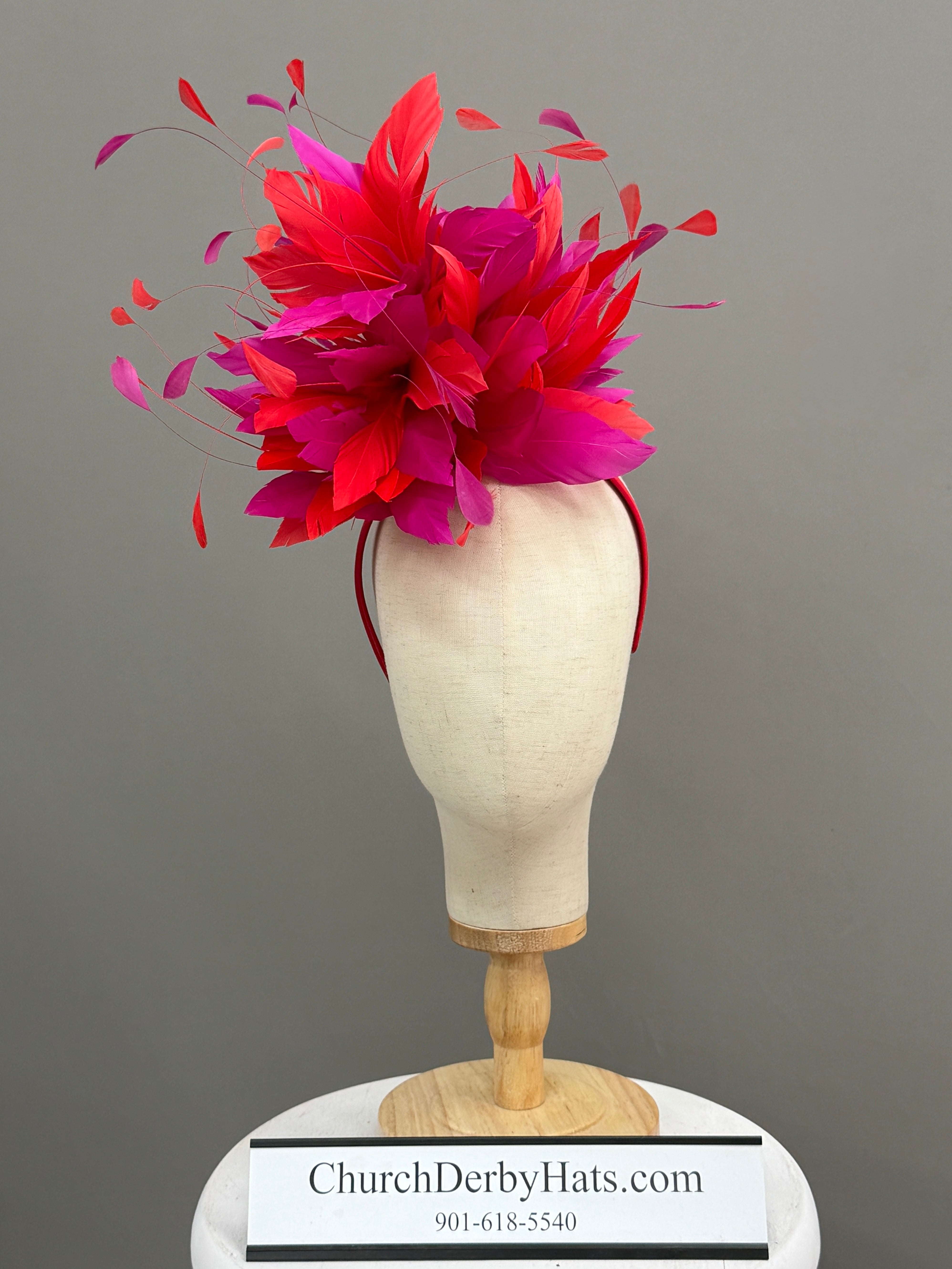 Serene Red Fuchsia Fascinator - Kentucky Derby Hat