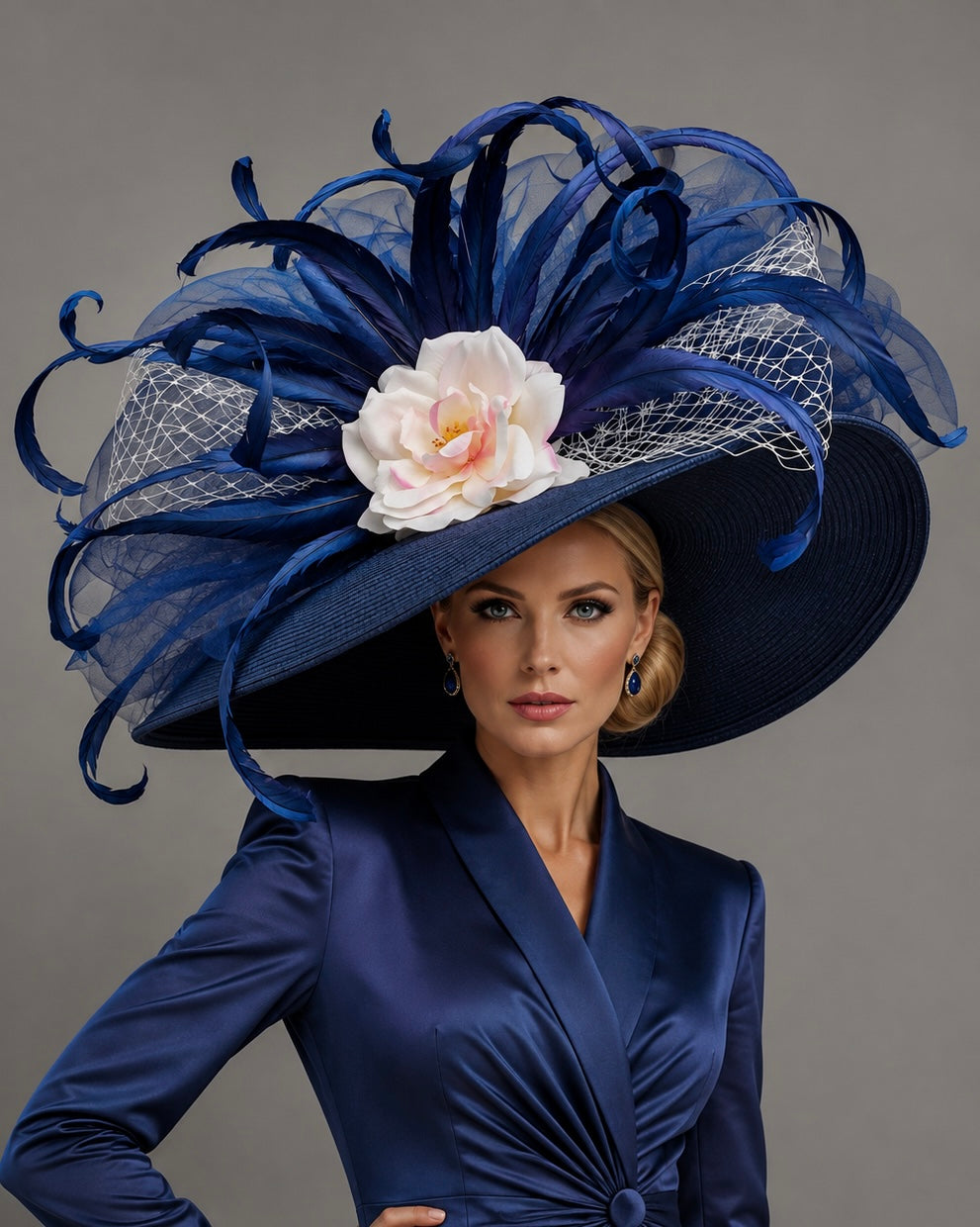 Navy Blue Kentucky Derby Hat - Church Hat