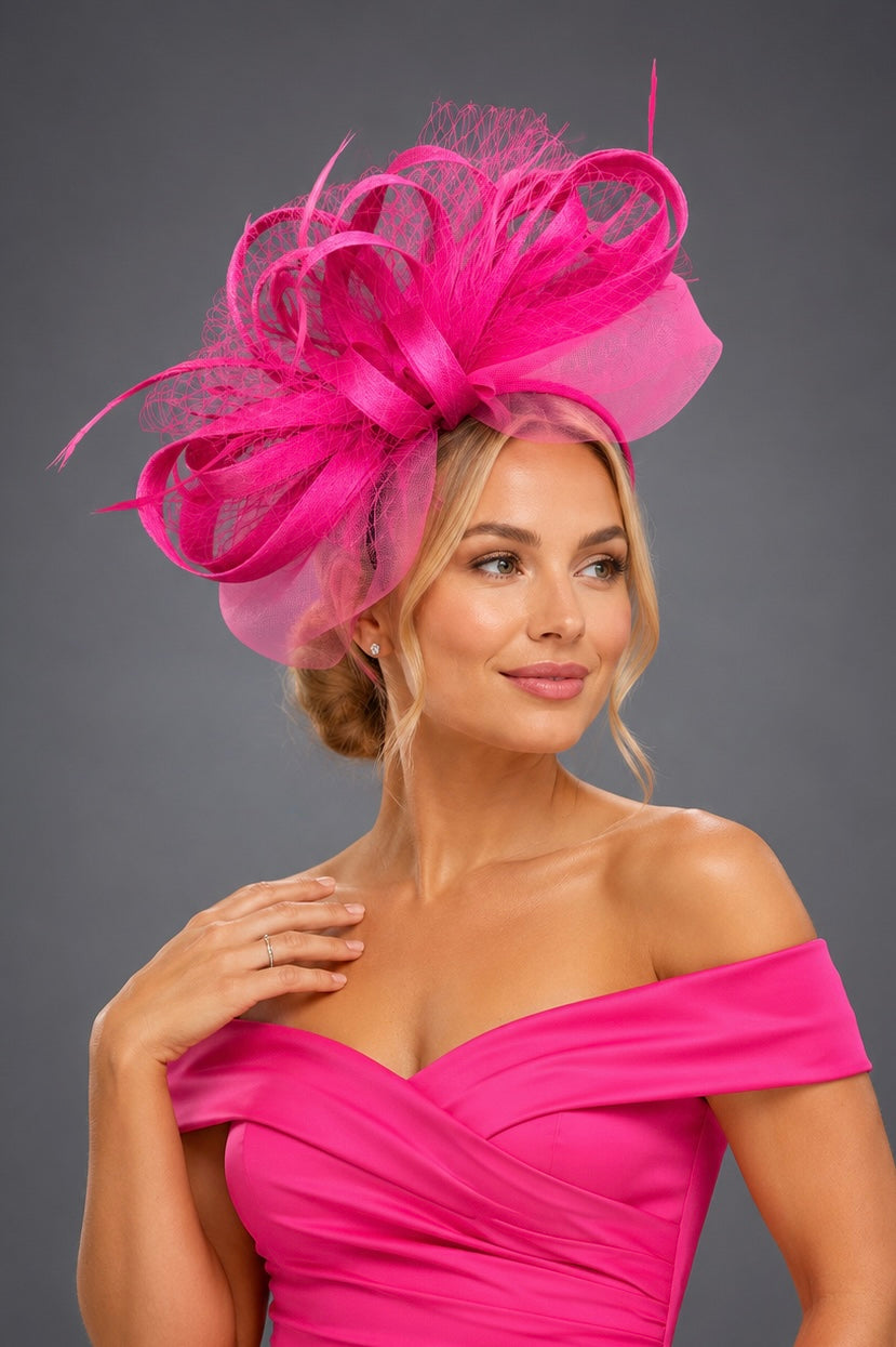 Bridget Hot Pink Fascinator - Church Derby Hat