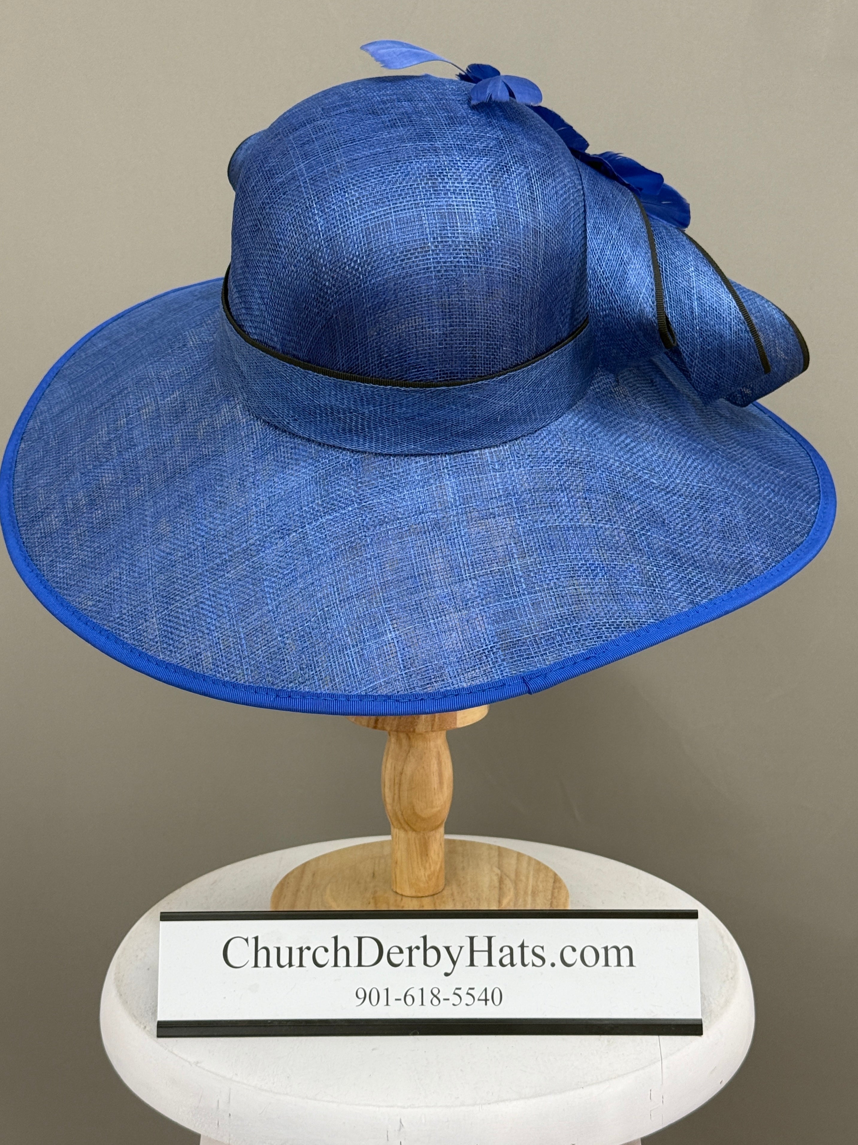 Royal Blue and Black - Church Derby Hat
