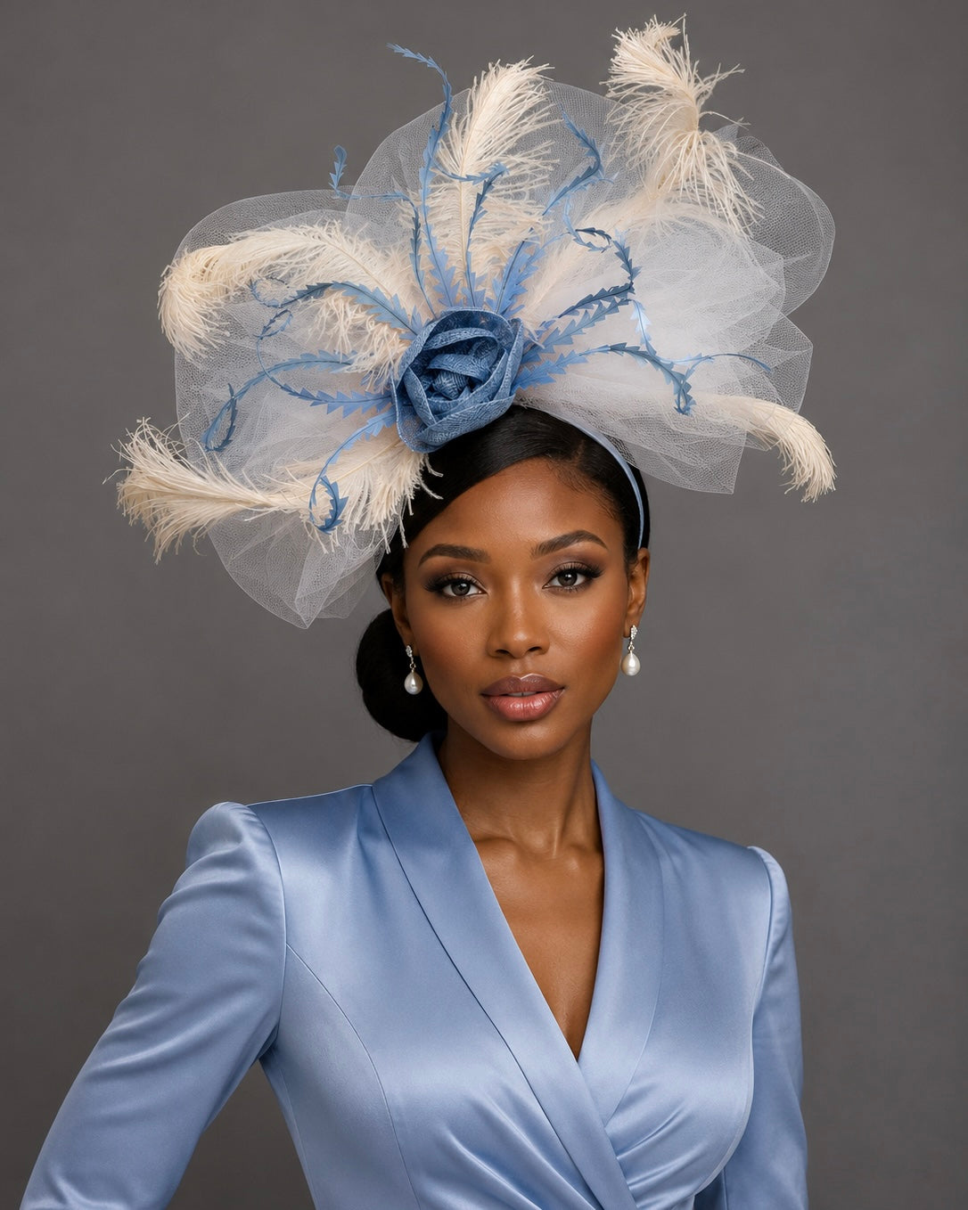 Periwinkle Blush - Kentucky Derby Hat Fascinator on Headband