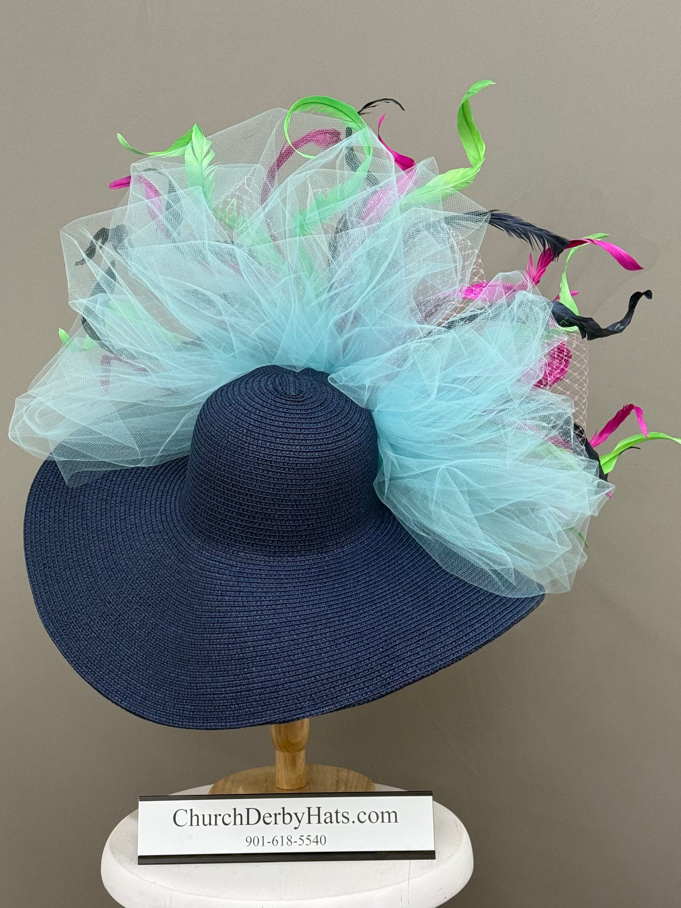 Rachel Pink Navy - Kentucky Derby Hat