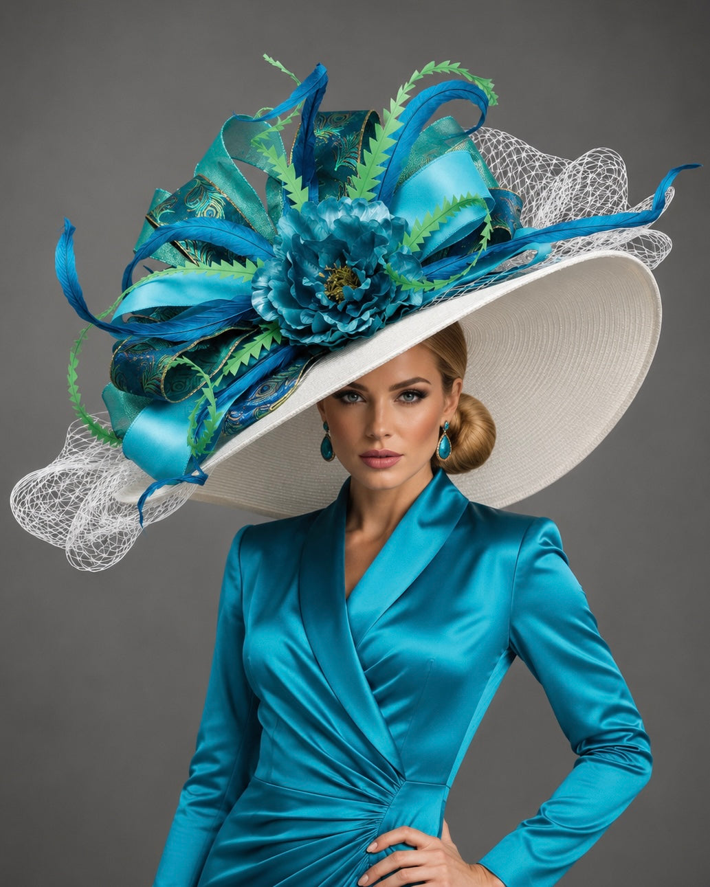 Ariel Turquoise - Kentucky Derby Hat